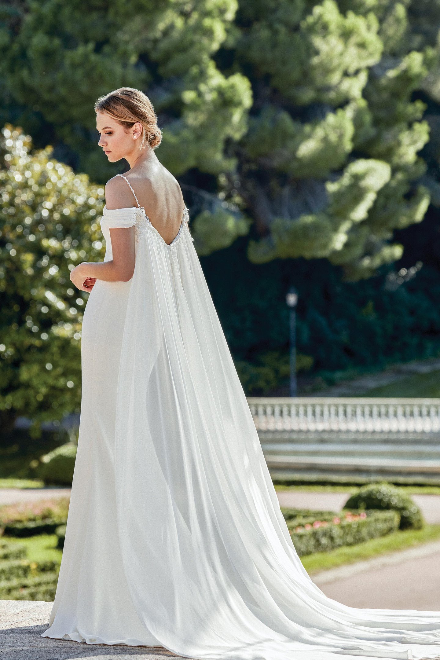 Sincerity Bridal Style 44129DT Draped Chiffon Detachable Train