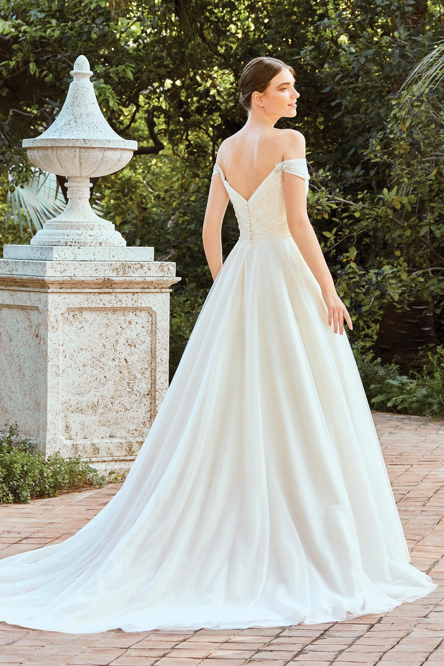 Sincerity Bridal Style 44214 Off The Shoulder Sparkle Tulle Ball Gown with Pleated Bodice
