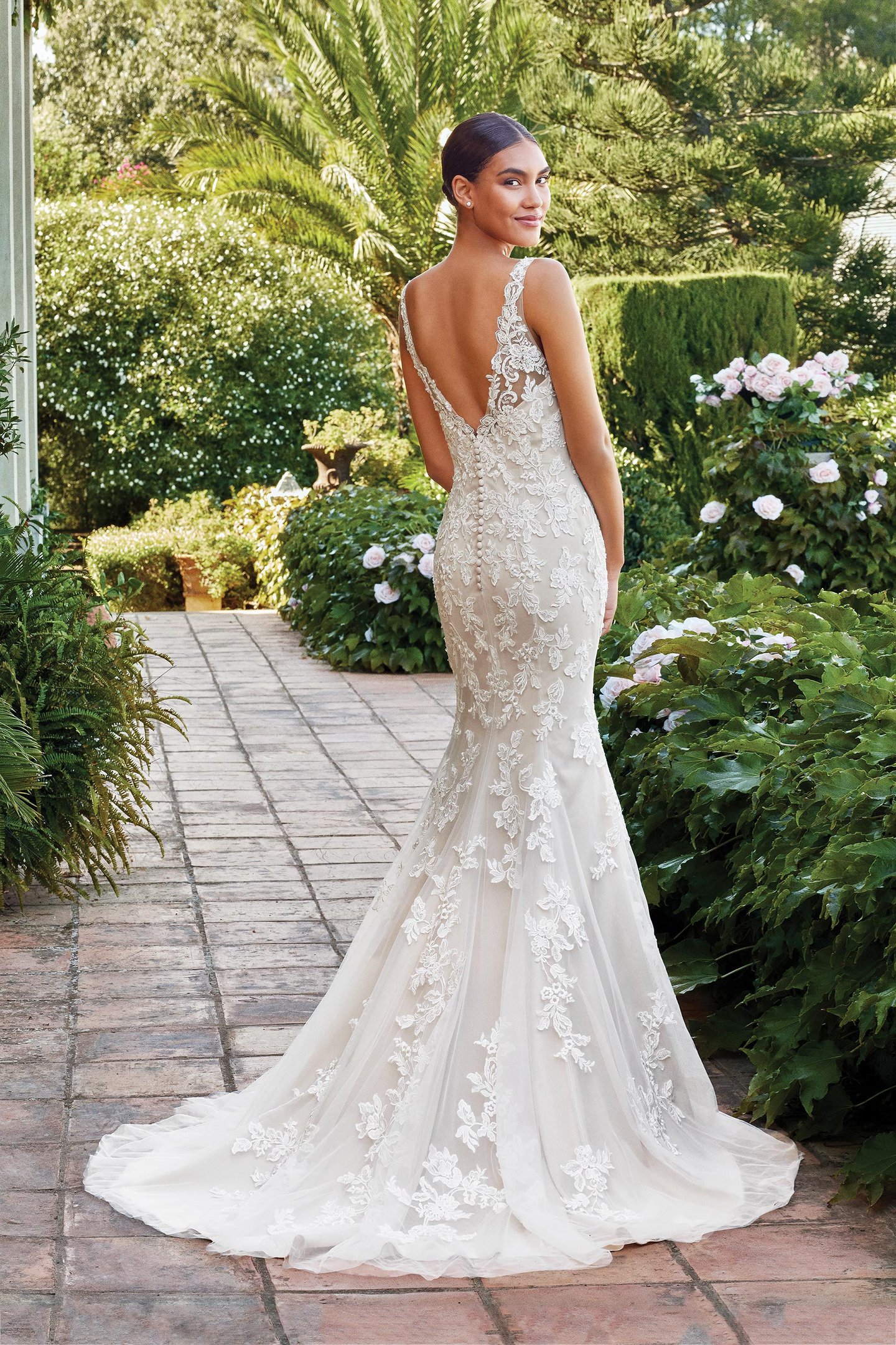 Sincerity Bridal Style 44221 Fit and Flare Gown with Illusion Sabrina Neckline and Open Back