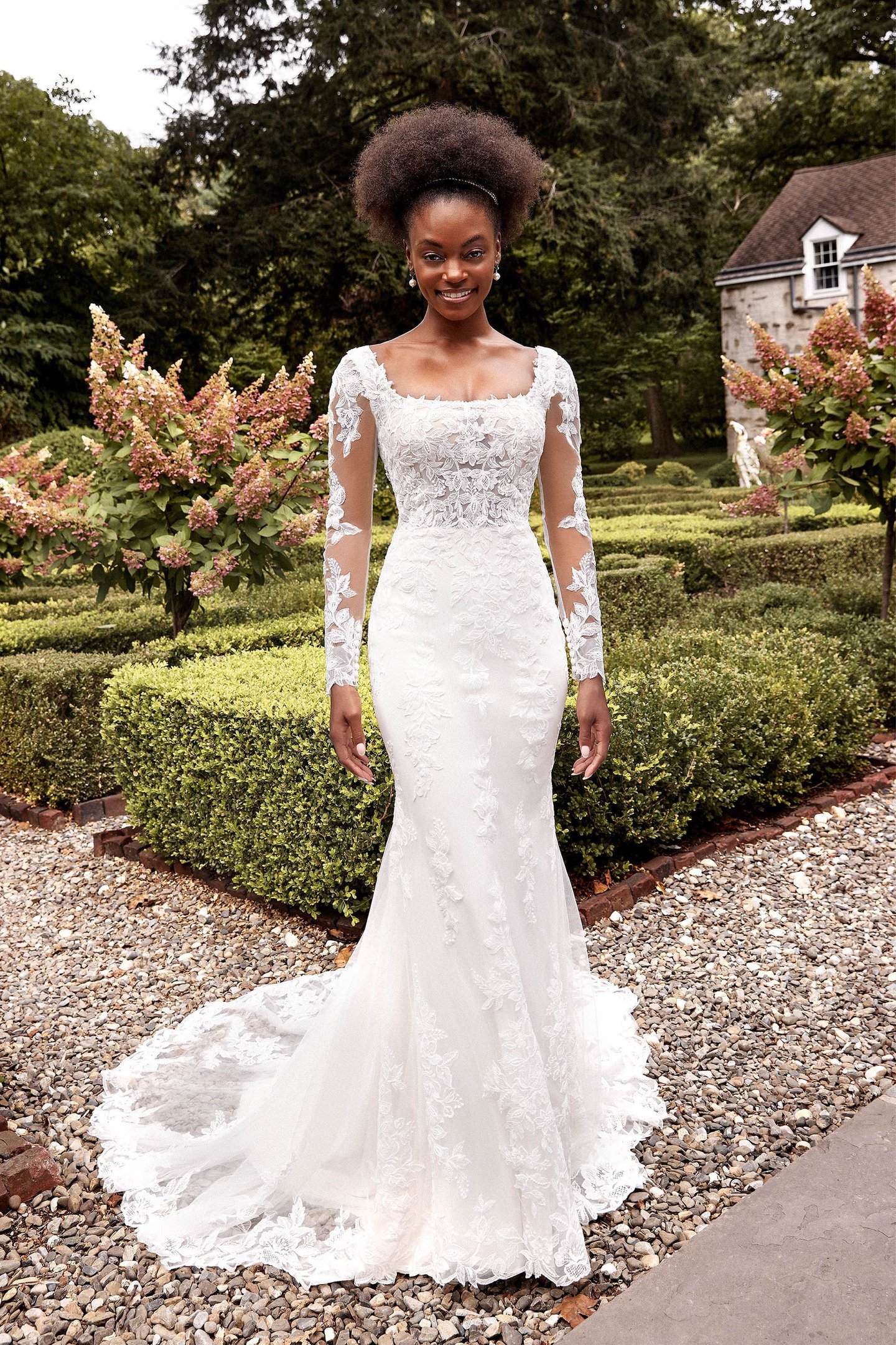 Sincerity Bridal Style 44283SL Long Sleeves with Sequined Lace Appliqués