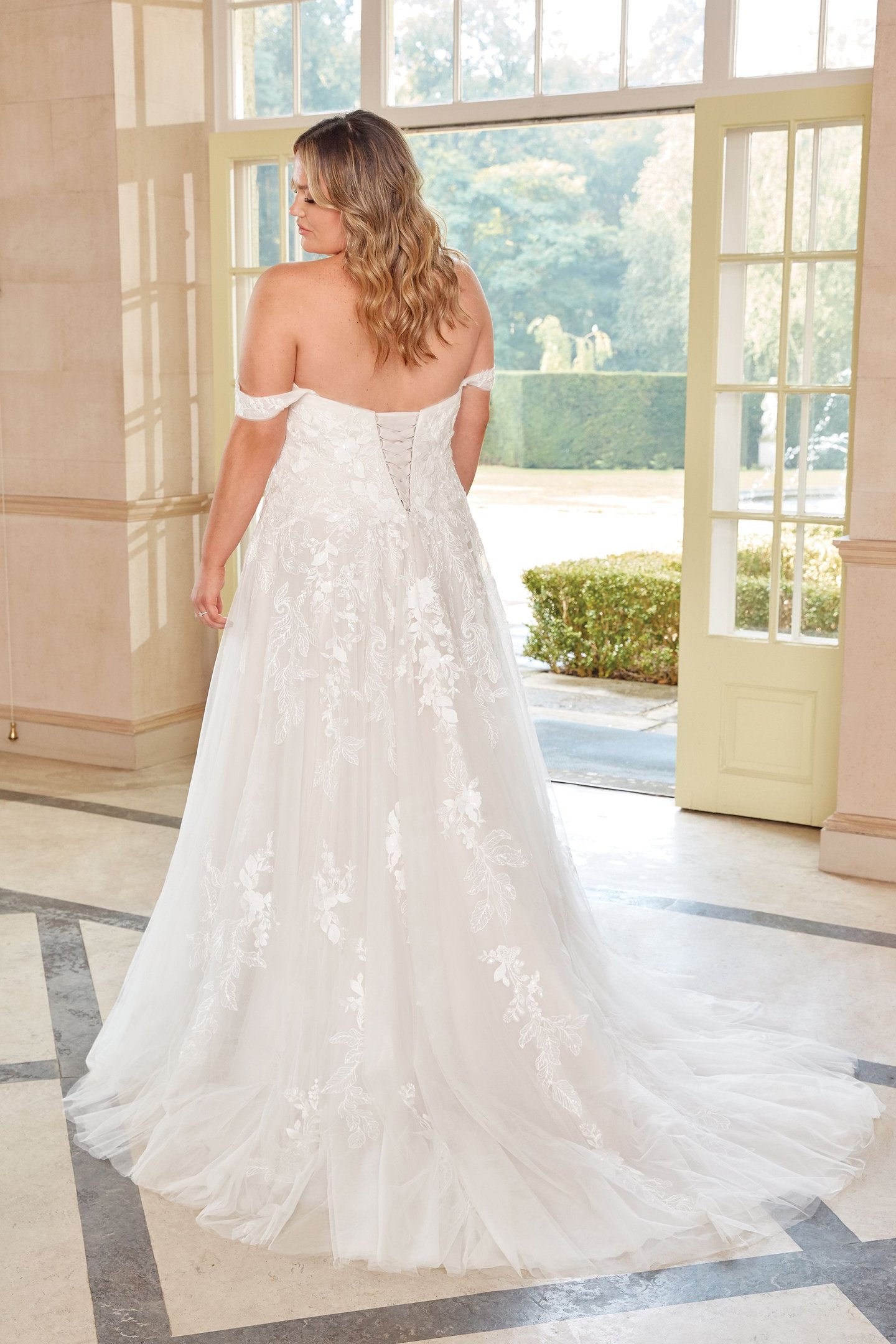 Sinceriy Bridal Style 44284PS Strapless Plus Size Tulle A-Line Gown with Dropped Waist