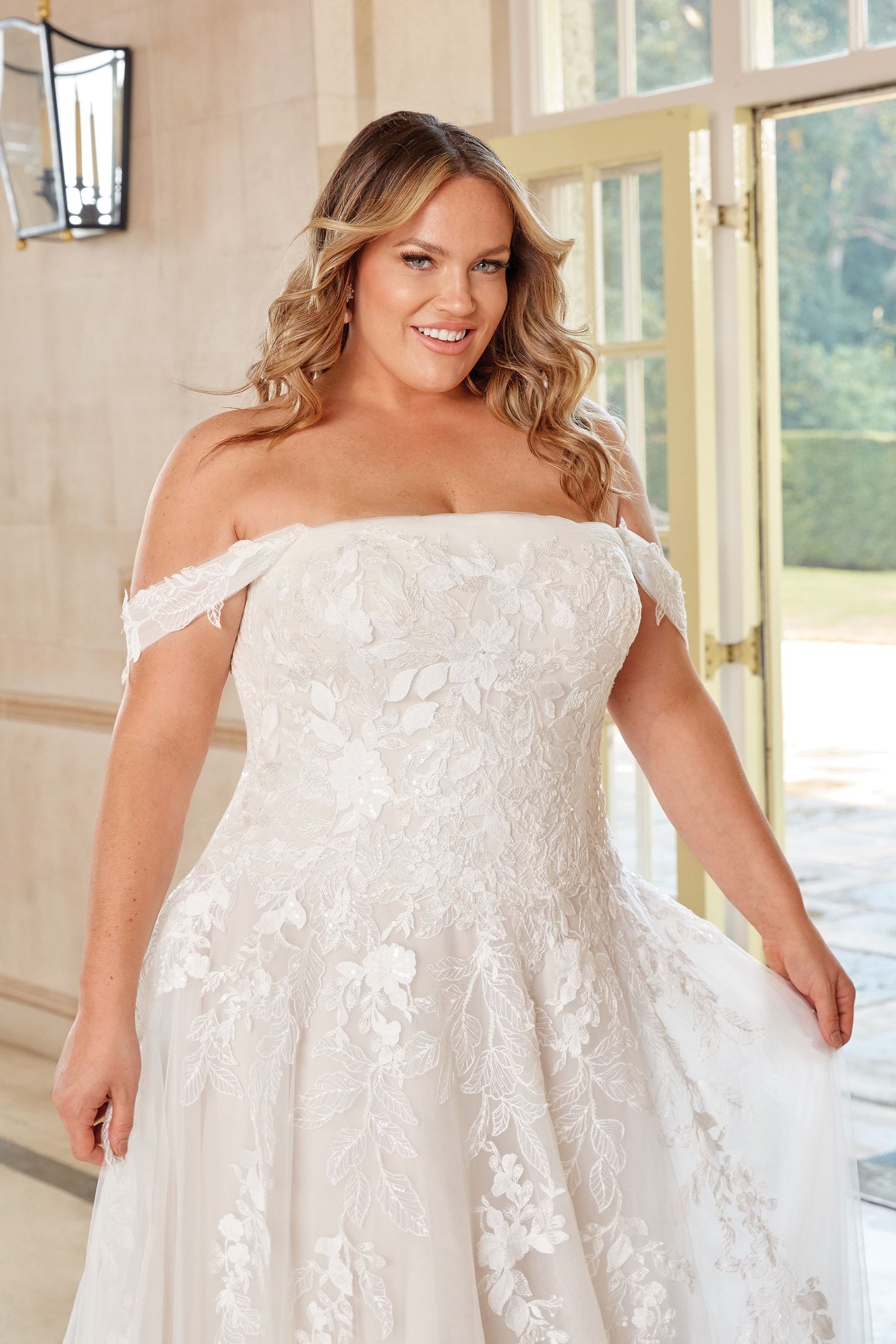 Sinceriy Bridal Style 44284PS Strapless Plus Size Tulle A-Line Gown with Dropped Waist