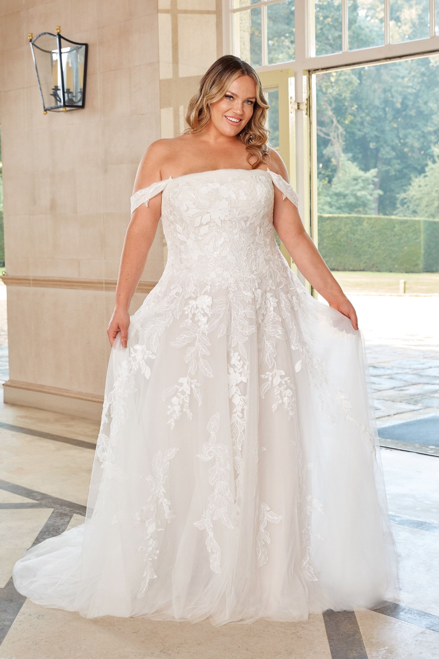 Sinceriy Bridal Style 44284PS Strapless Plus Size Tulle A-Line Gown with Dropped Waist