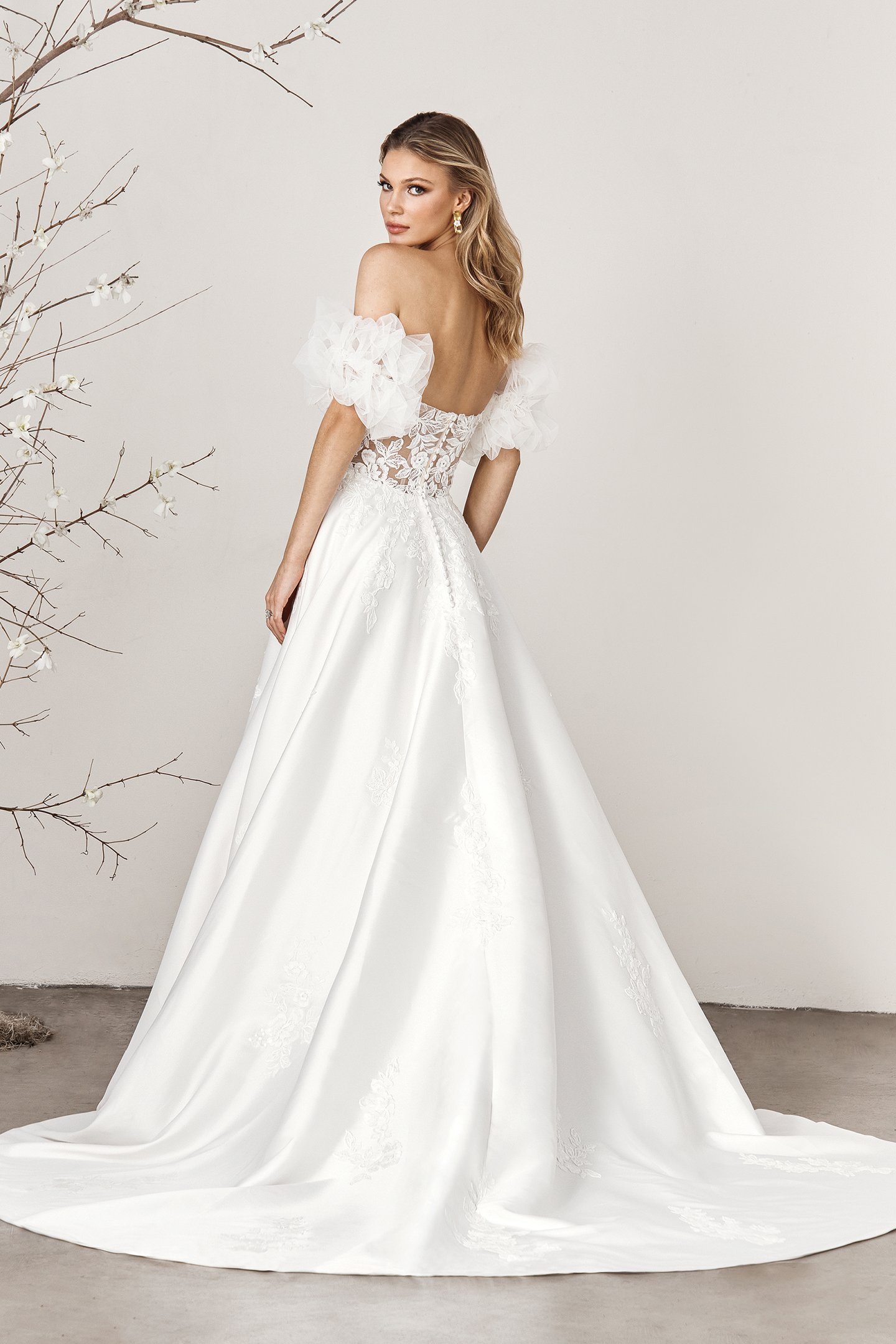 Sincerity Bridal Style 44386 Strapless Mikado A-Line Bridal Gown with Sheer Back