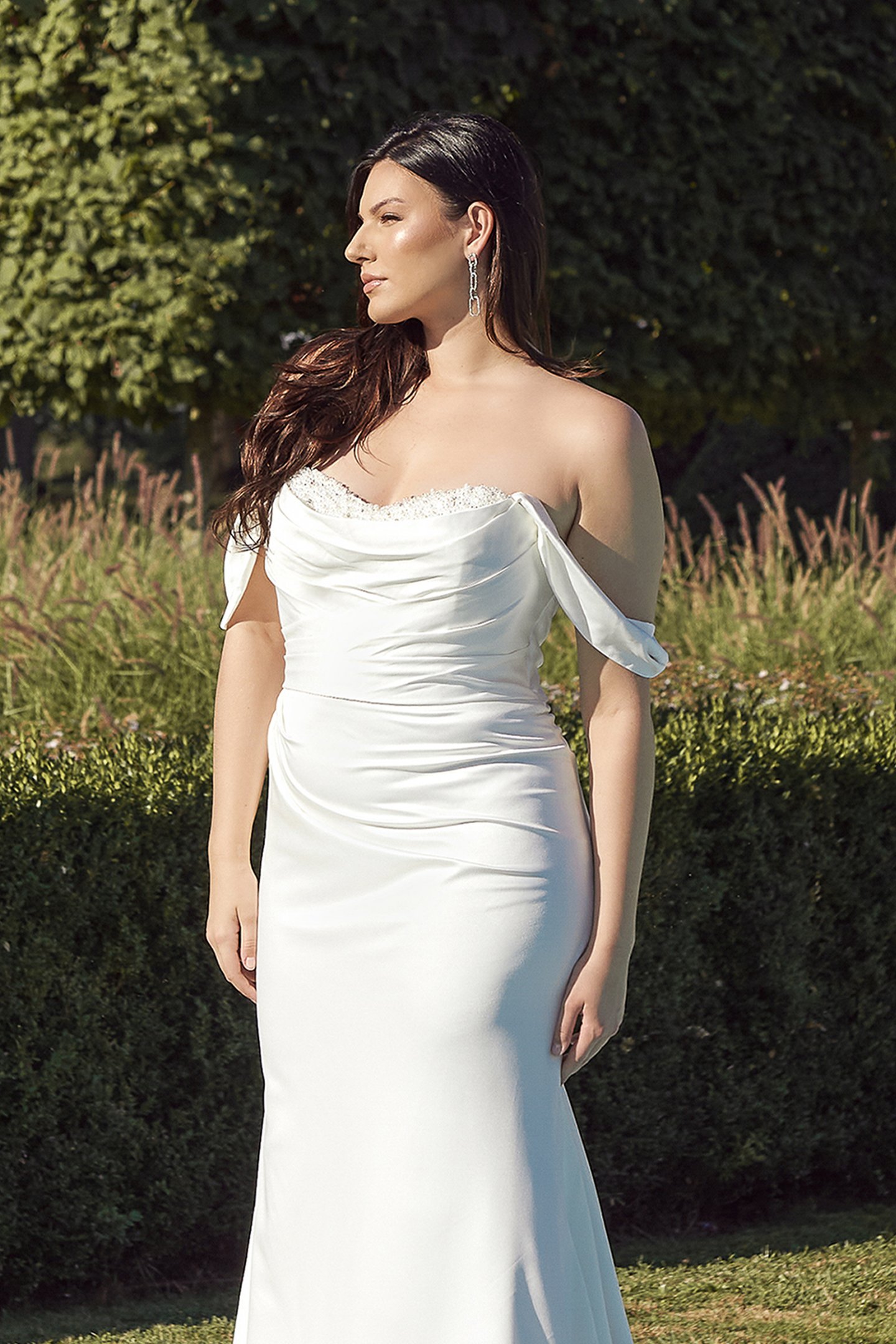 Sincerity Bridal Style 44388PS Charmeuse Fit and Flare Gown with Embellished Sweetheart Neckline