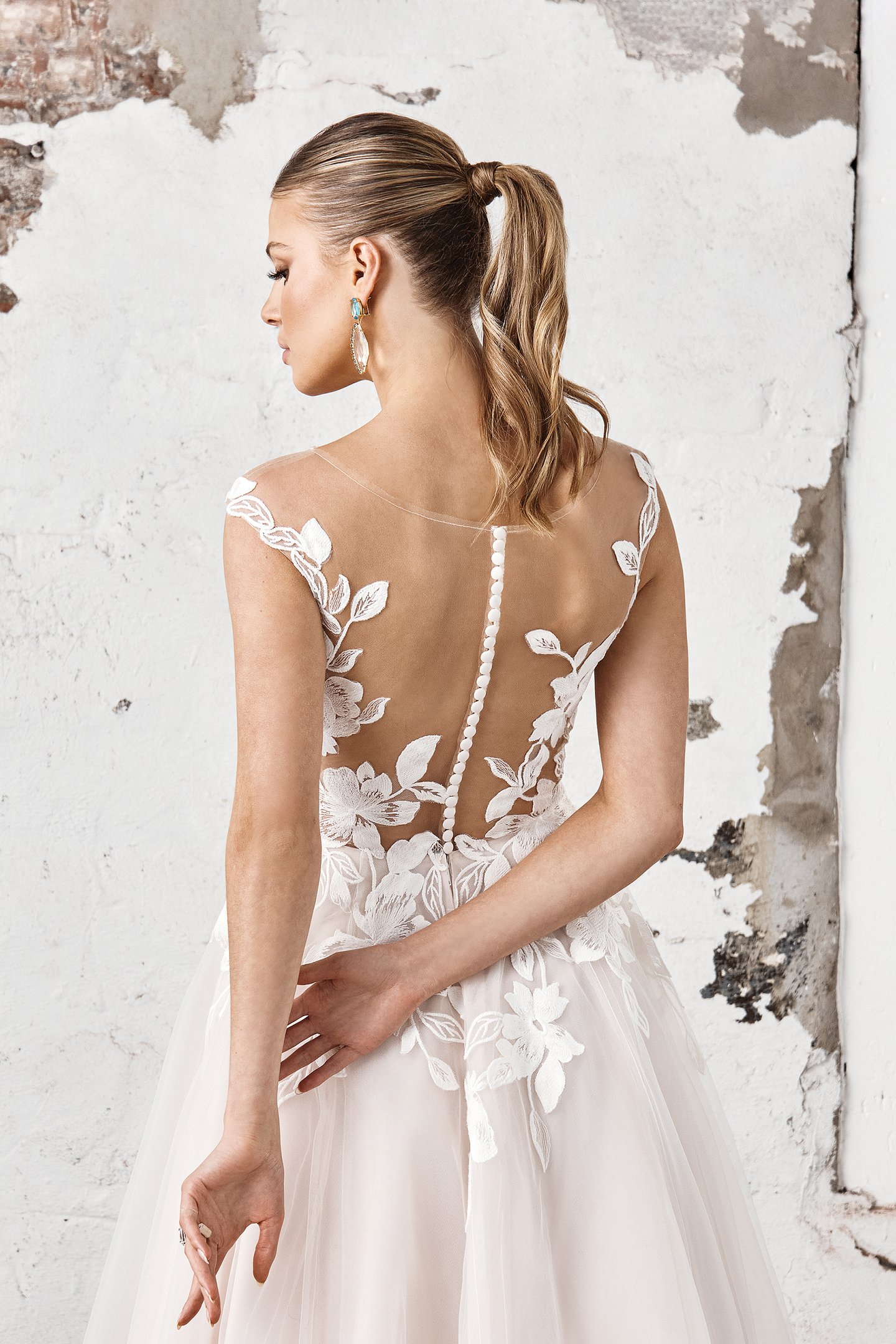 Sincerity Bridal Style 44402 Tulle Ball Gown with Plunging Illusion Sabrina Neckline