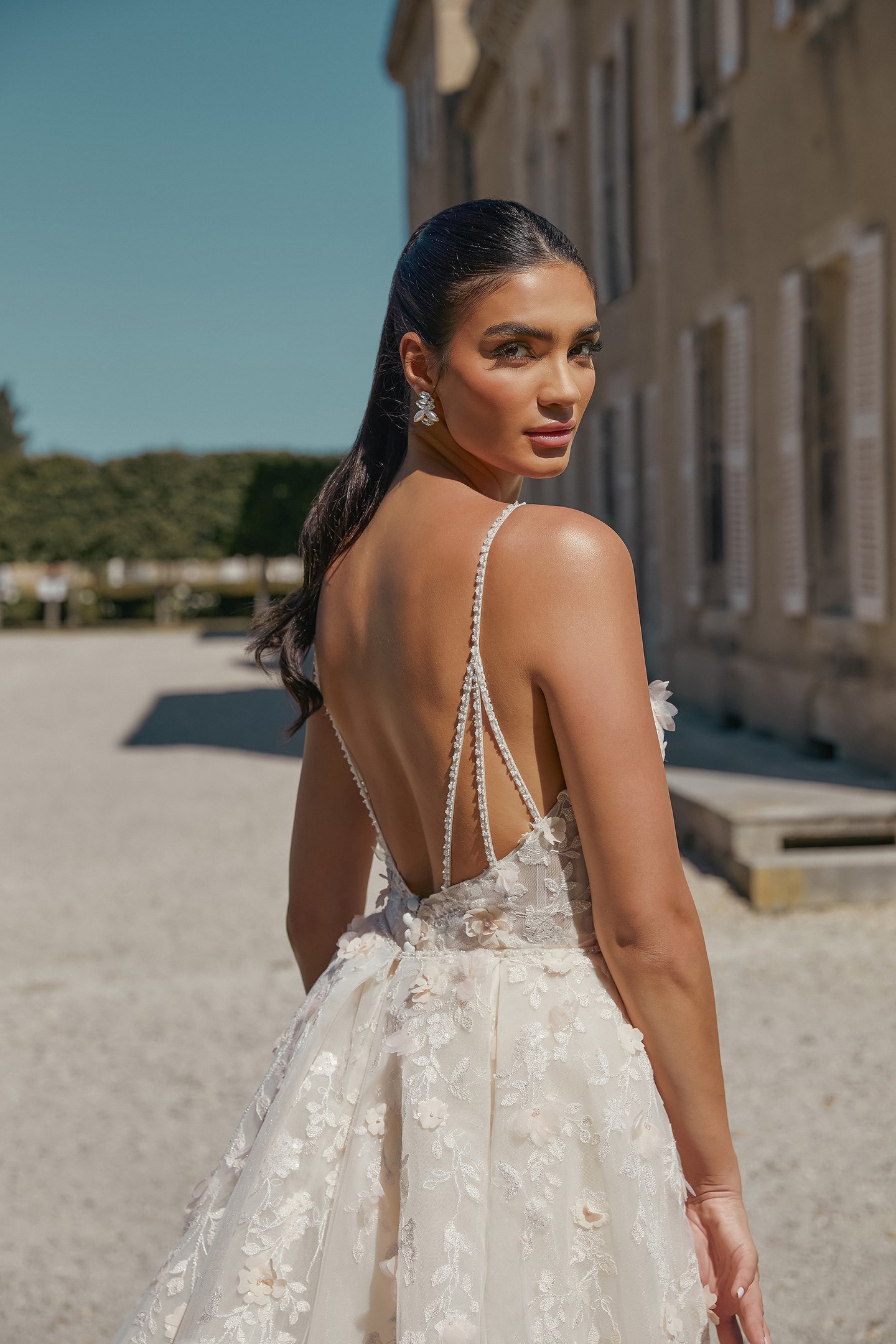 Sincerity Bridal Style 44471SK Detachable Tulle Skirt with Lace Appliqués and Chapel Length Train