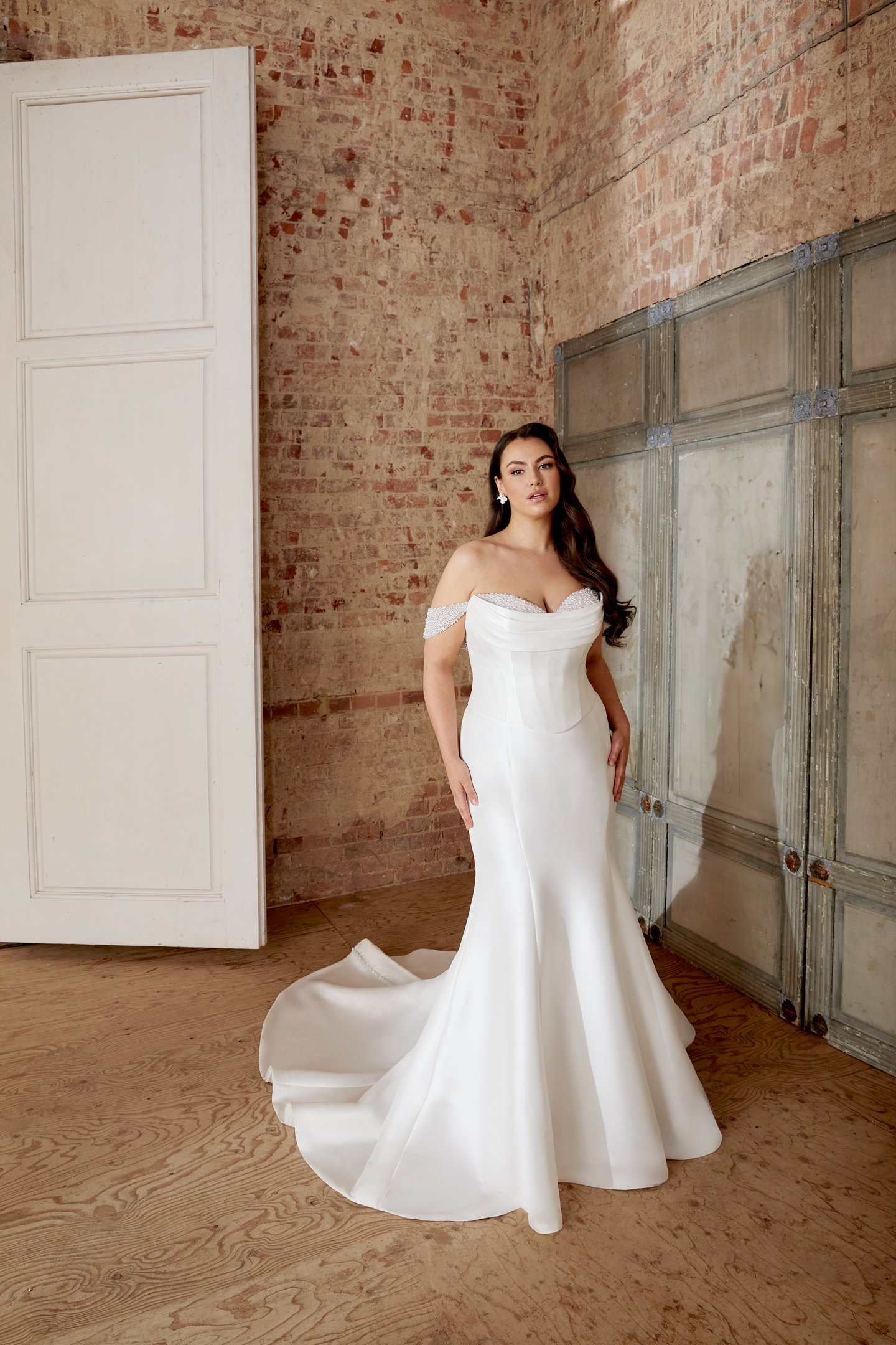 Sincerity Bridal Style 44506PSBOD Plus Size Mikado Pointed Sweetheart Corset Bodice with Pearl Detail