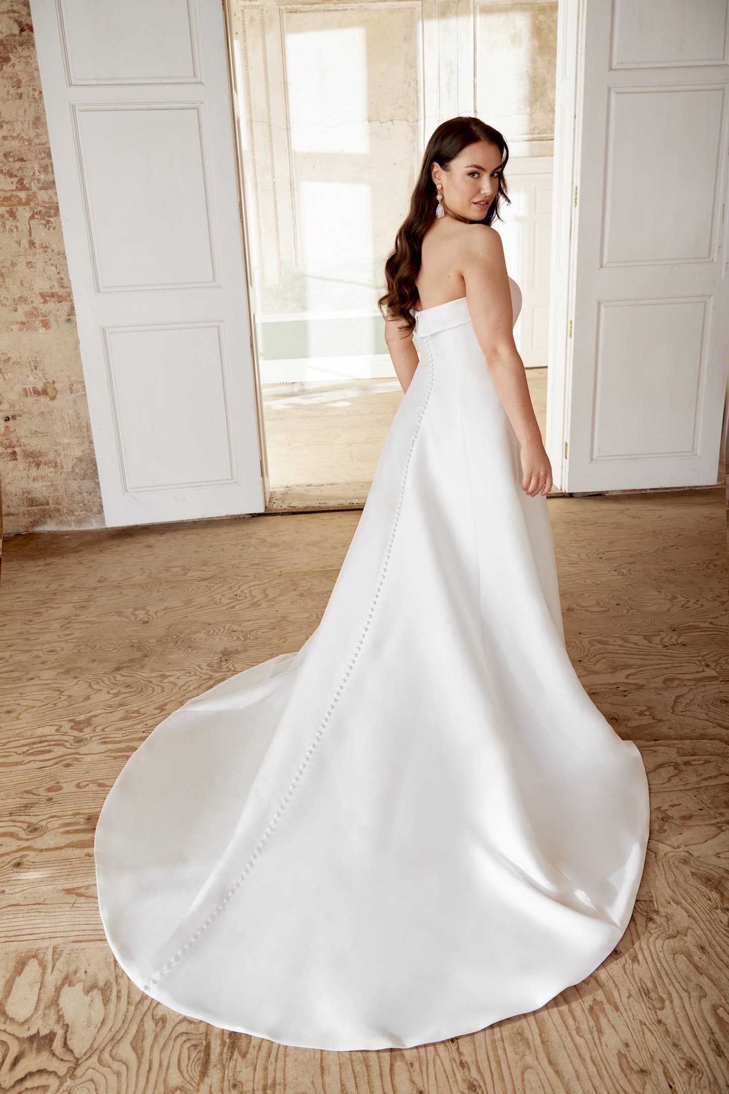 Sincerity Bridal Style 44511PS Plus Size Mikado A Line with Cuff Neckline and Princess Seams