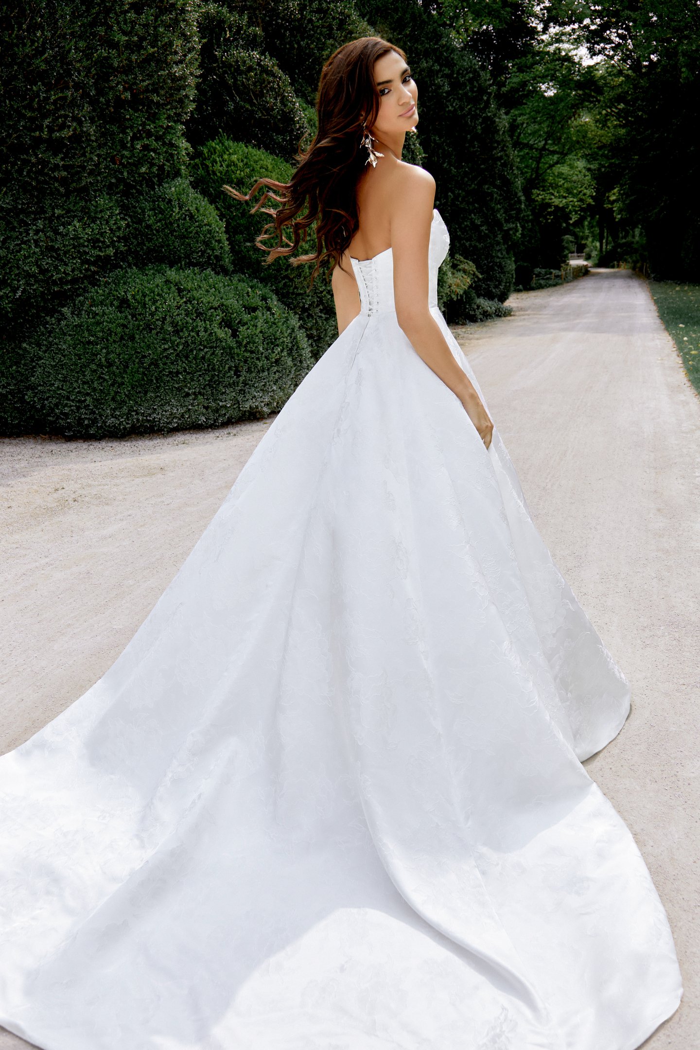 Sincerity Bridal Style 44513 Full A Line with Draped Bodice and Lace Up Corset Back