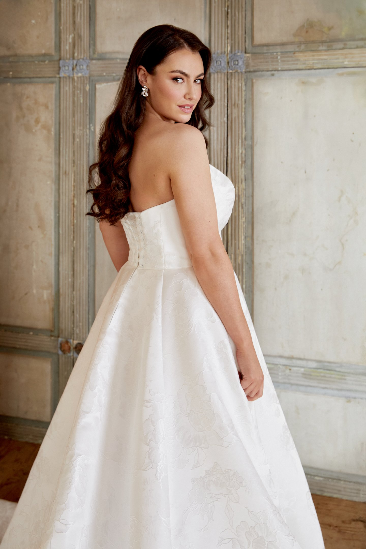 Sincerity Bridal Style 44513PS Plus Size Full A Line with Draped Bodice and Lace Up Corset Back