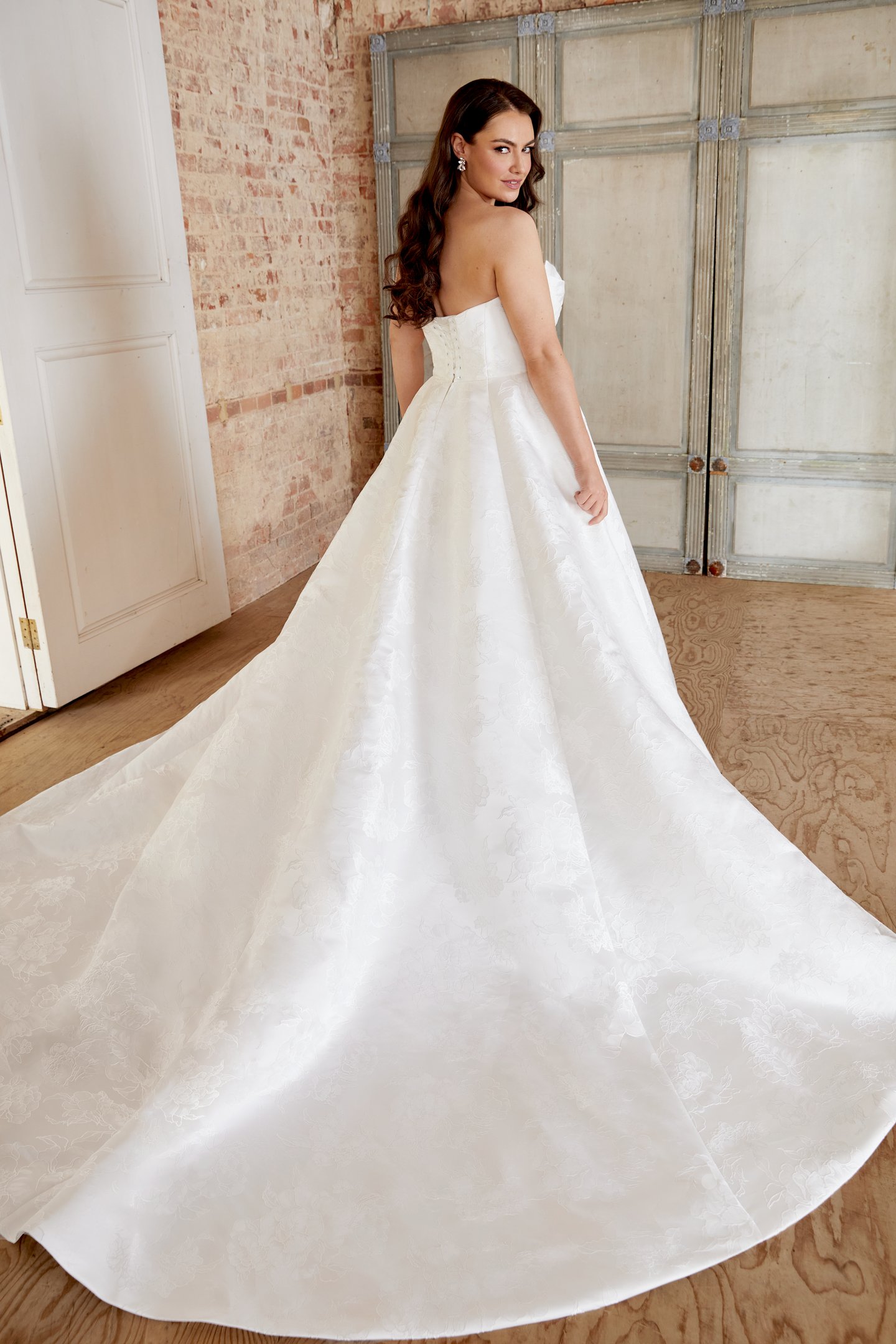 Sincerity Bridal Style 44513PS Plus Size Full A Line with Draped Bodice and Lace Up Corset Back