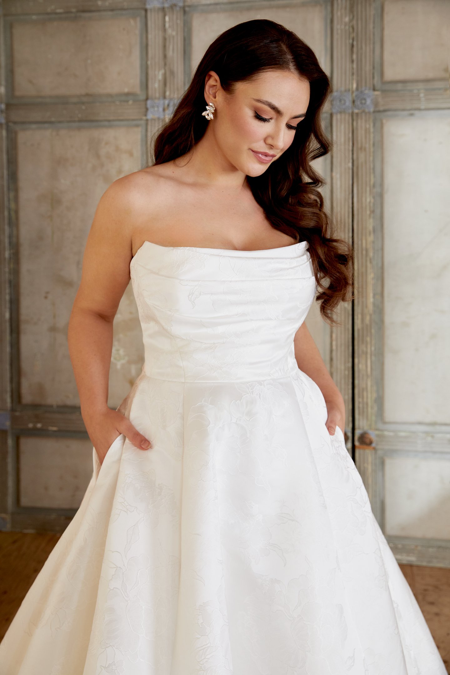 Sincerity Bridal Style 44513PS Plus Size Full A Line with Draped Bodice and Lace Up Corset Back