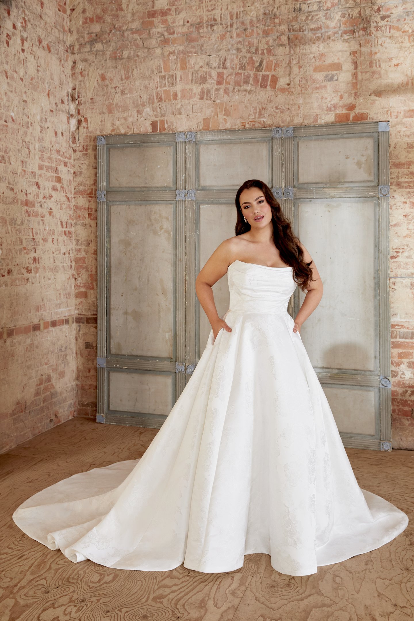 Sincerity Bridal Style 44513PS Plus Size Full A Line with Draped Bodice and Lace Up Corset Back