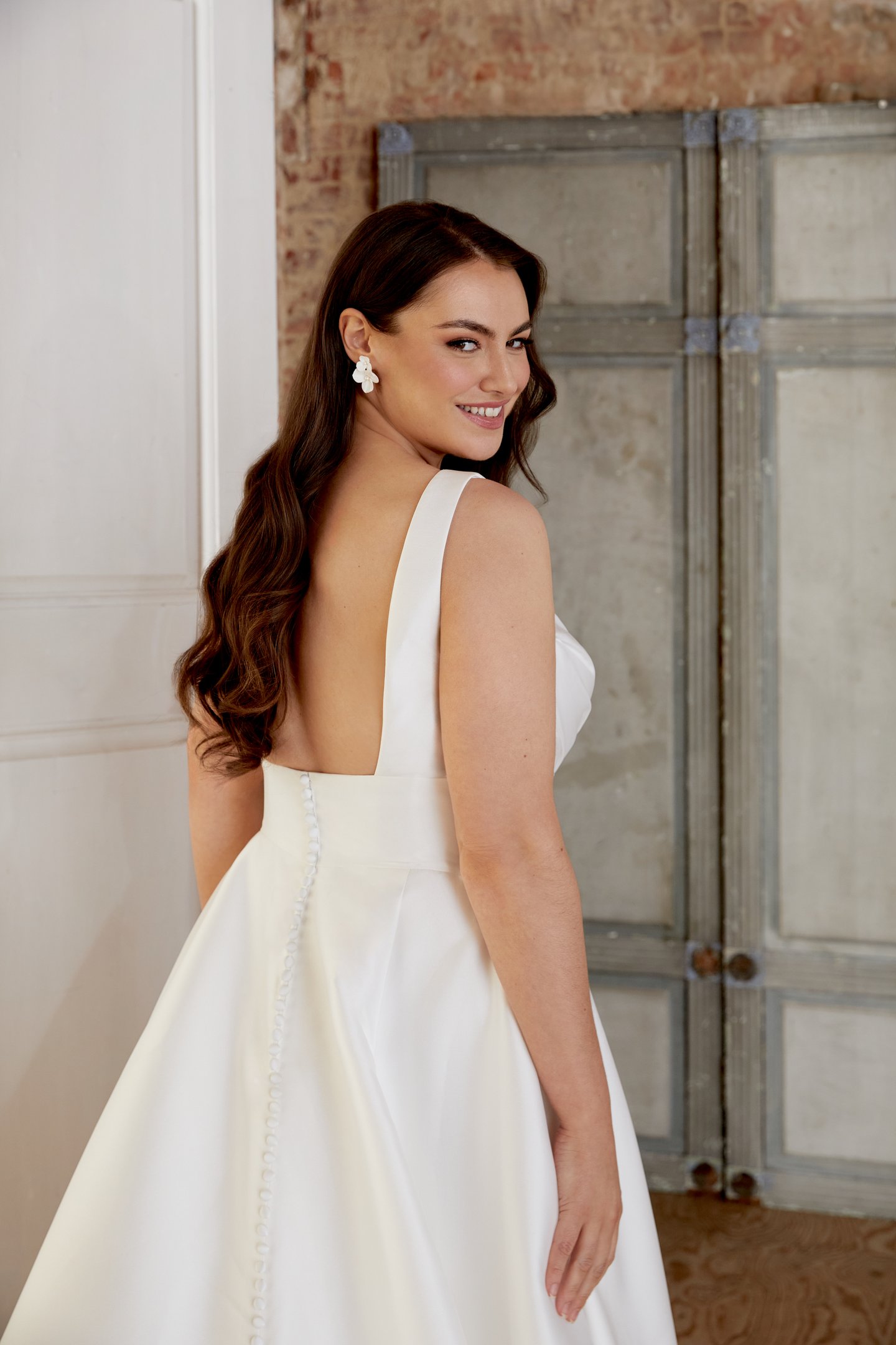 Sincerity Bridal Style 44521PS Plus Size Mikado Full A Line with Ruched Bodice and Inset Waistband