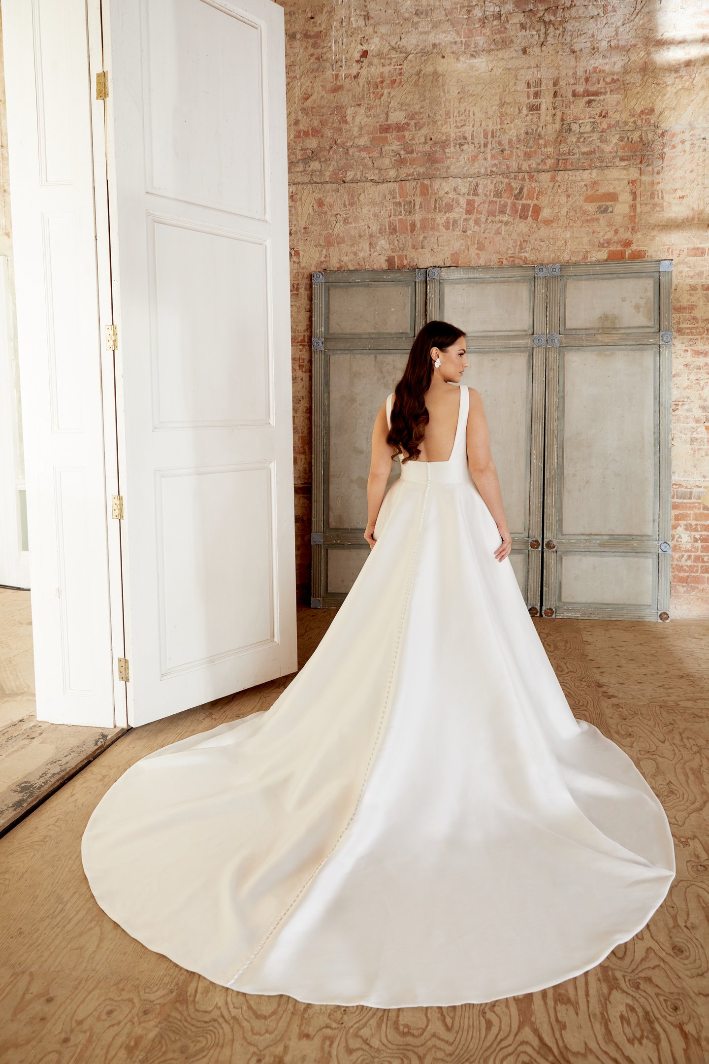 Sincerity Bridal Style 44521PS Plus Size Mikado Full A Line with Ruched Bodice and Inset Waistband