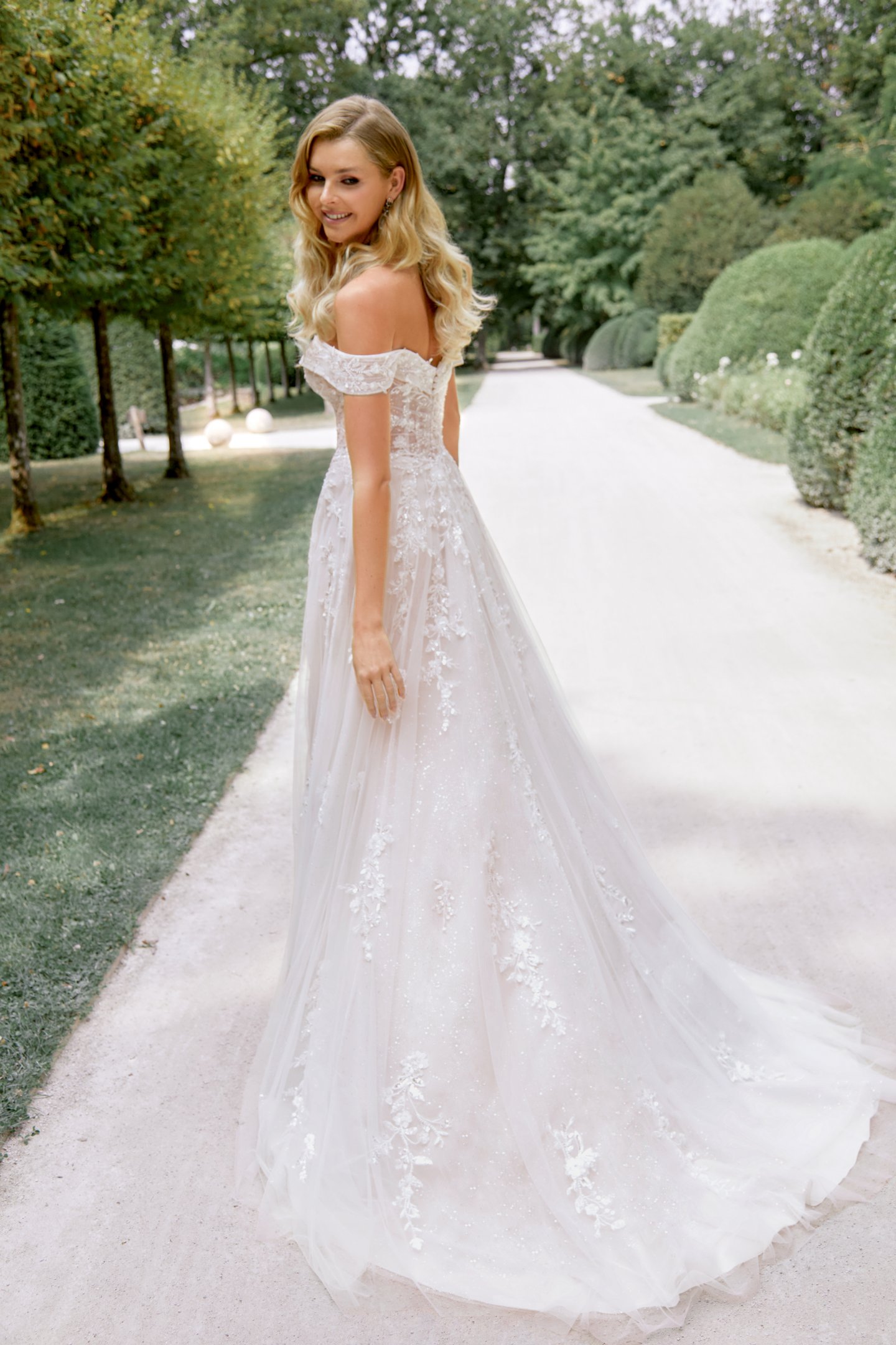 Sincerity Bridal Style 44526 Galaxy Tulle A Line with Detachable Off the Shoulder Cuff