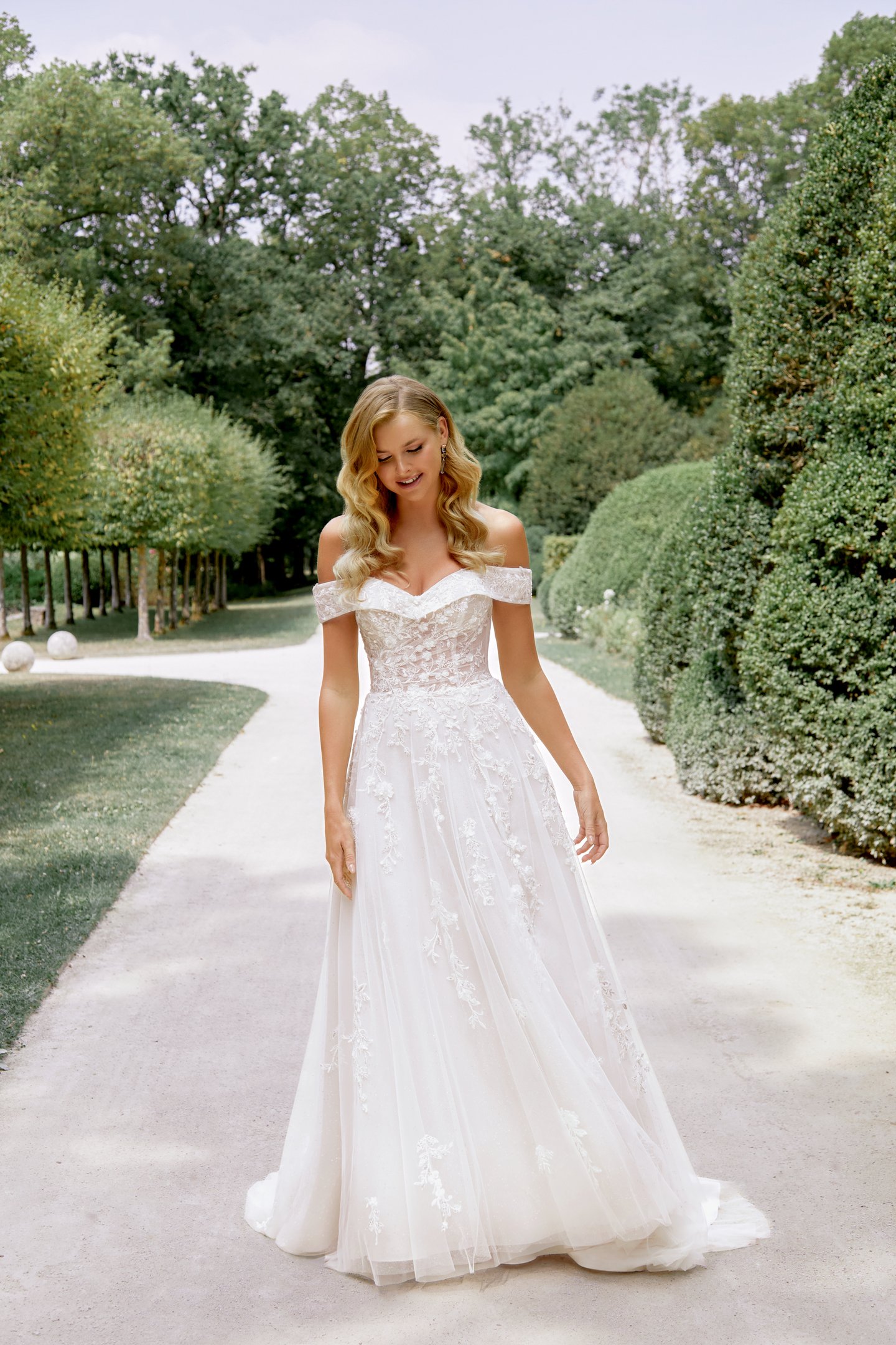 Sincerity Bridal Style 44526 Galaxy Tulle A Line with Detachable Off the Shoulder Cuff