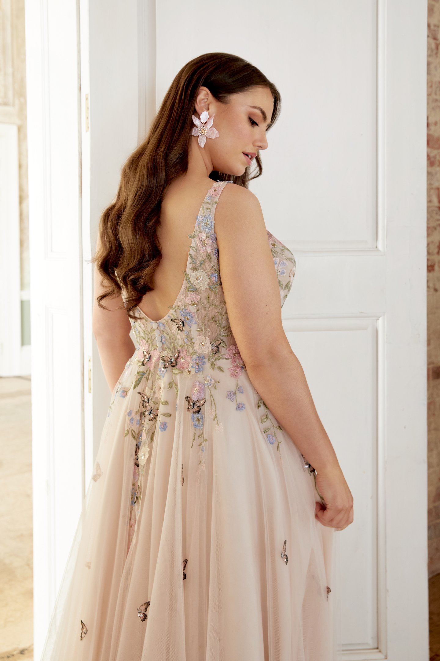 Sincerity Bridal Style 44530PS Plus Size English Net A Line with Colored Embroidery and Lace Detail