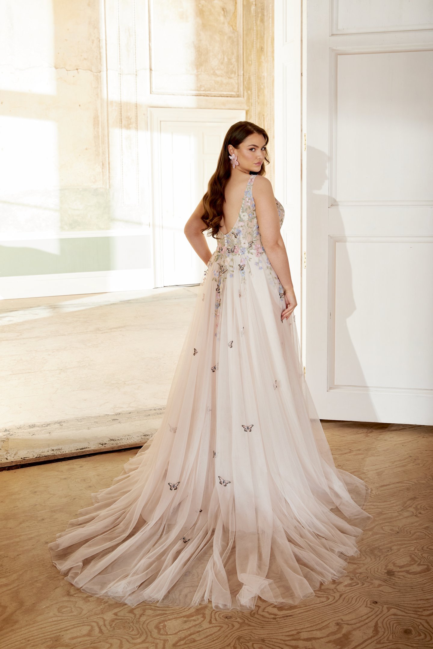 Sincerity Bridal Style 44530PS Plus Size English Net A Line with Colored Embroidery and Lace Detail