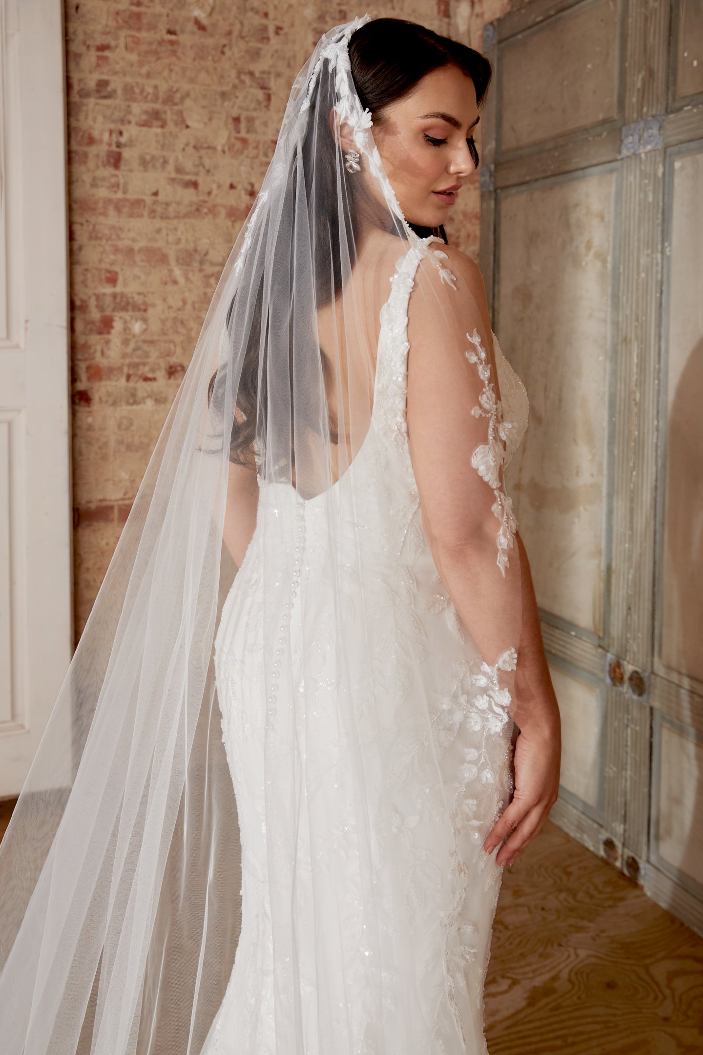 Sincerity Bridal Style 44531PS Plus Size Sparkle Tulle Fit and Flare with Beaded Lace Appliqués