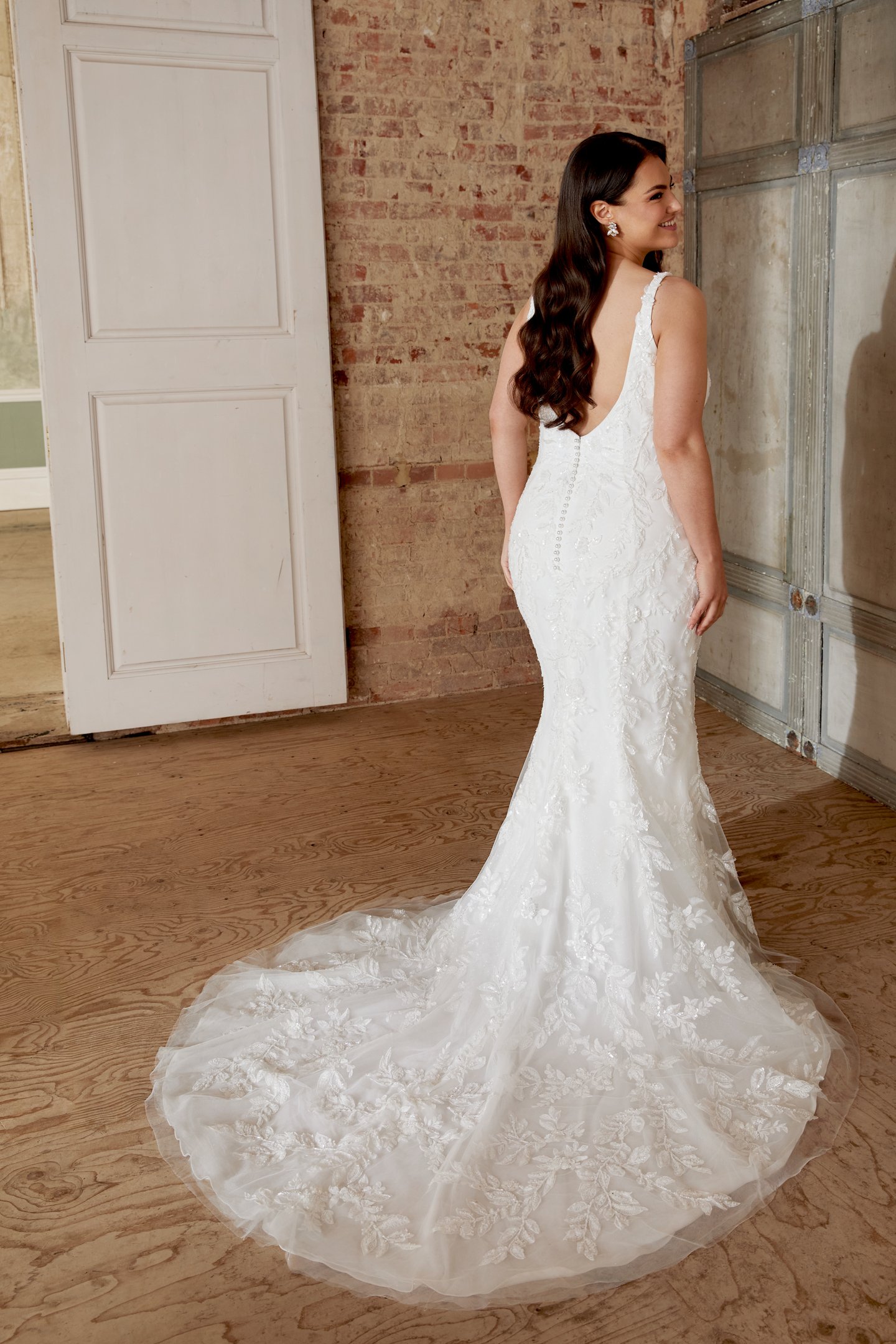Sincerity Bridal Style 44531PS Plus Size Sparkle Tulle Fit and Flare with Beaded Lace Appliqués