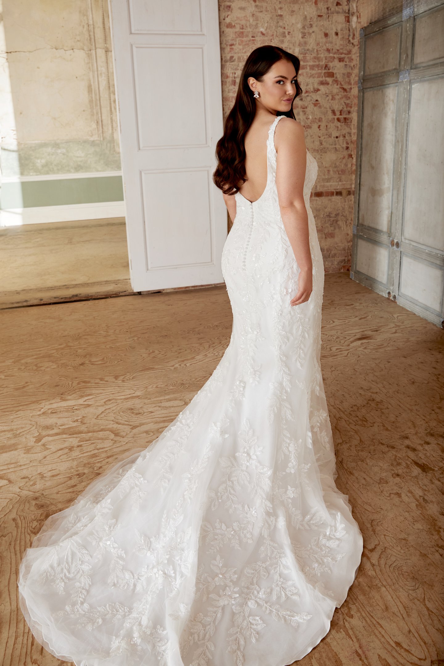 Sincerity Bridal Style 44531PS Plus Size Sparkle Tulle Fit and Flare with Beaded Lace Appliqués