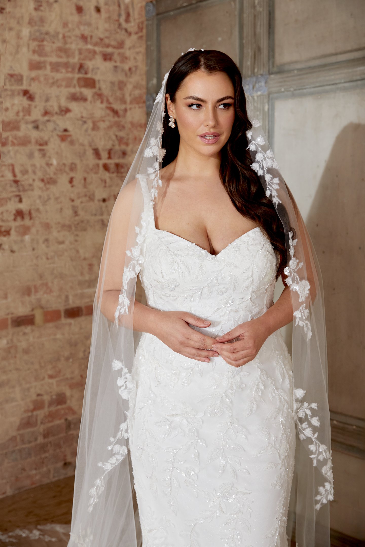Sincerity Bridal Style 44531PS Plus Size Sparkle Tulle Fit and Flare with Beaded Lace Appliqués