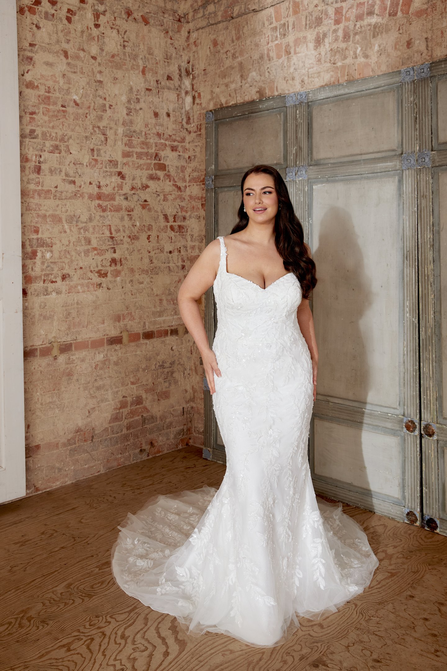 Sincerity Bridal Style 44531PS Plus Size Sparkle Tulle Fit and Flare with Beaded Lace Appliqués