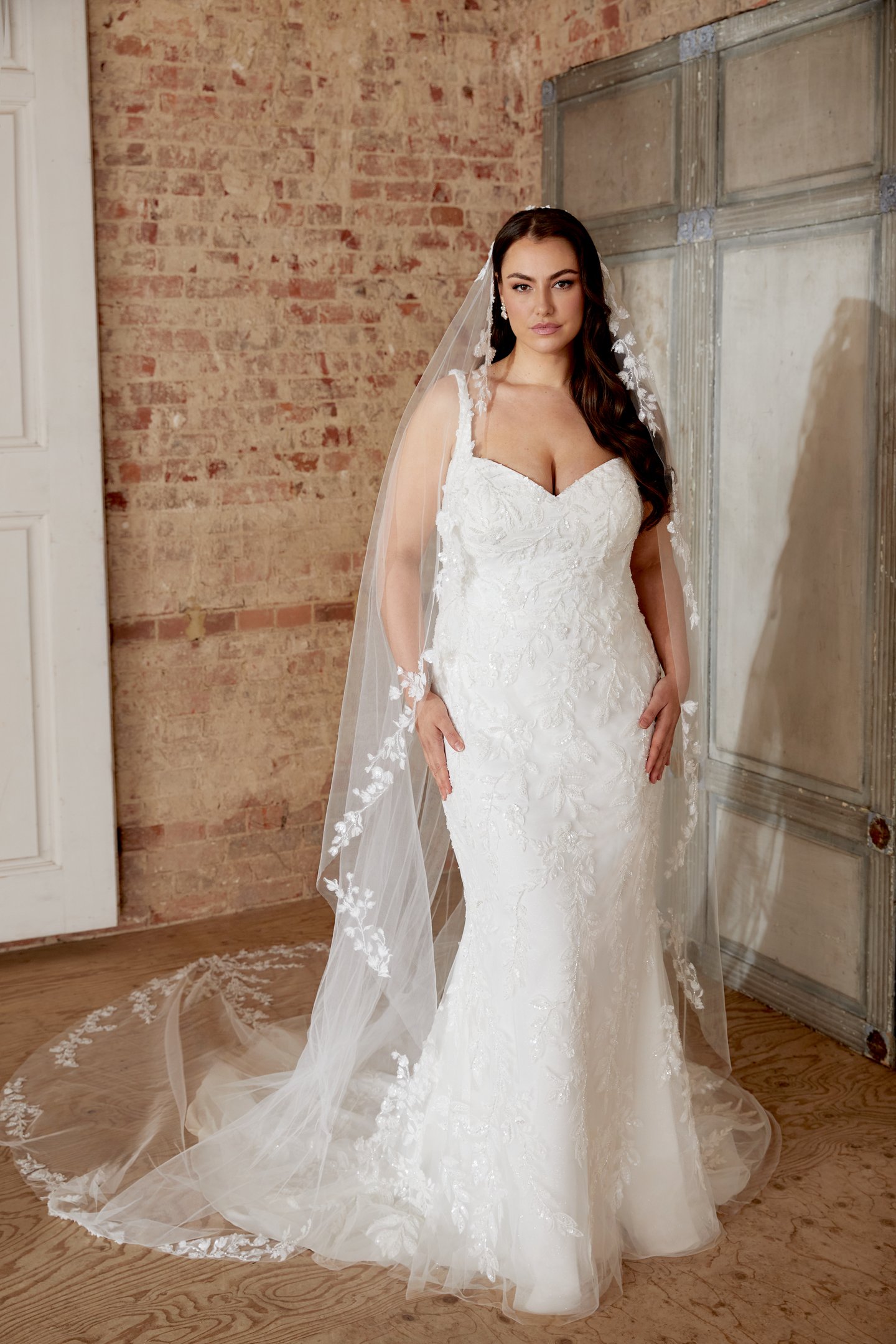 Sincerity Bridal Style 44531PS Plus Size Sparkle Tulle Fit and Flare with Beaded Lace Appliqués