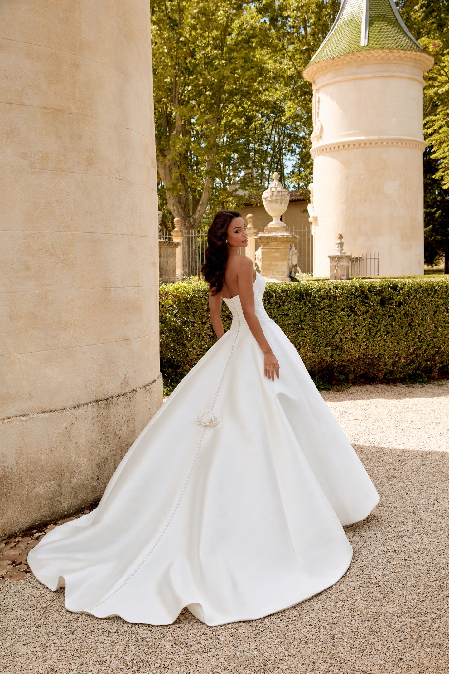 Sincerity Bridal Style 44570 Strapless Mikado Ball Gown with 3-D Florals and Sparkling Lace