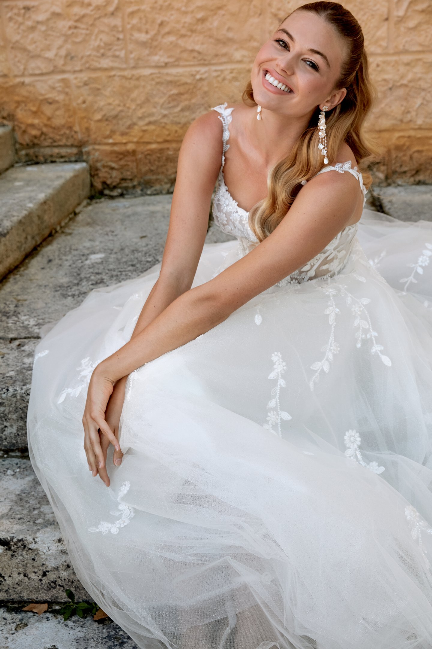 Sincerity Bridal Style 44573 Scoop Neck Tulle Ball Gown with Spaghetti Straps