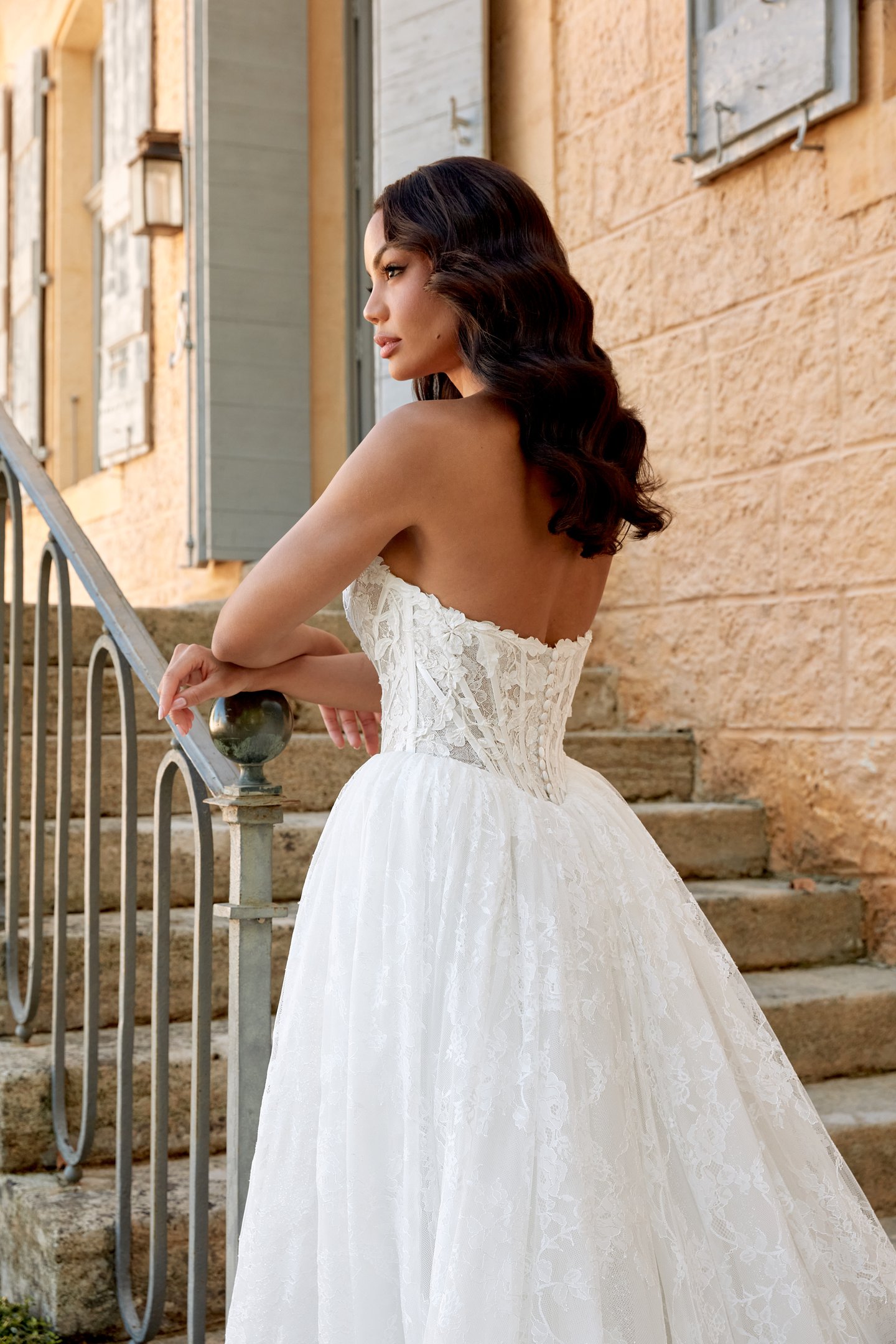 Sincerity Bridal Style 44575 Strapless Ball Gown with Lace Appliqués & Glitter Tulle