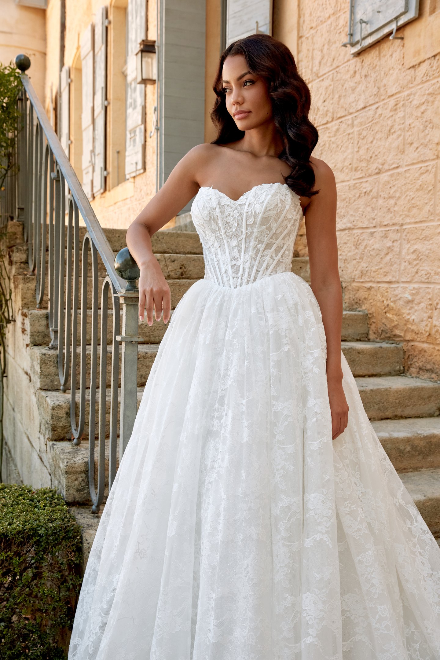 Sincerity Bridal Style 44575 Strapless Ball Gown with Lace Appliqués & Glitter Tulle