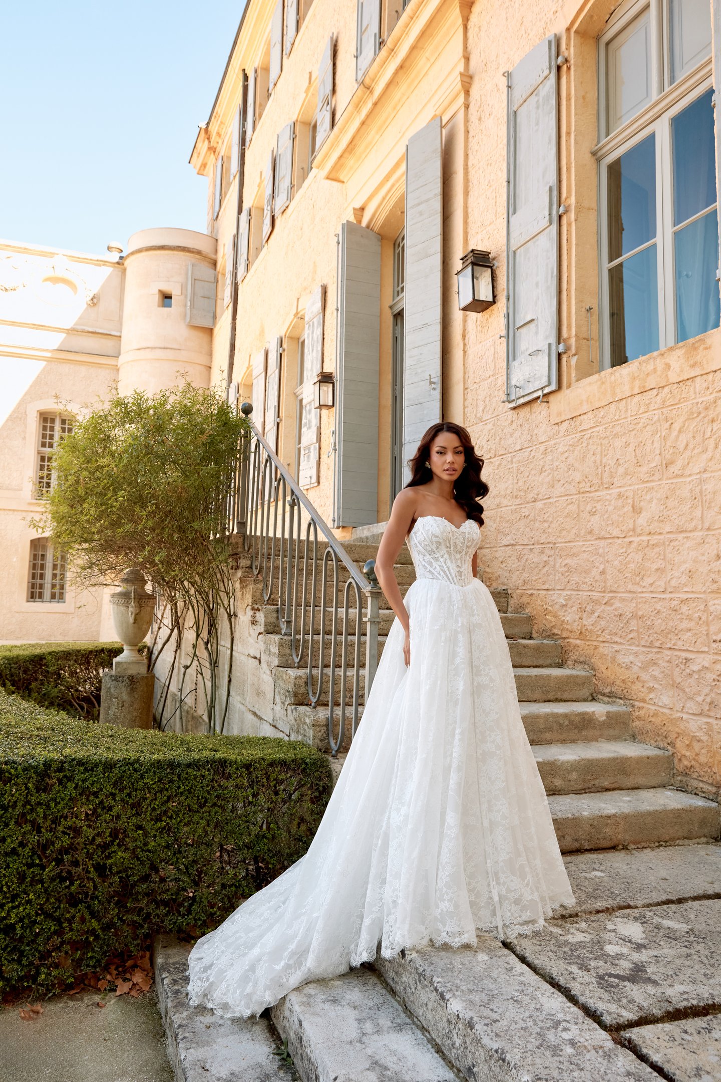 Sincerity Bridal Style 44575 Strapless Ball Gown with Lace Appliqués & Glitter Tulle