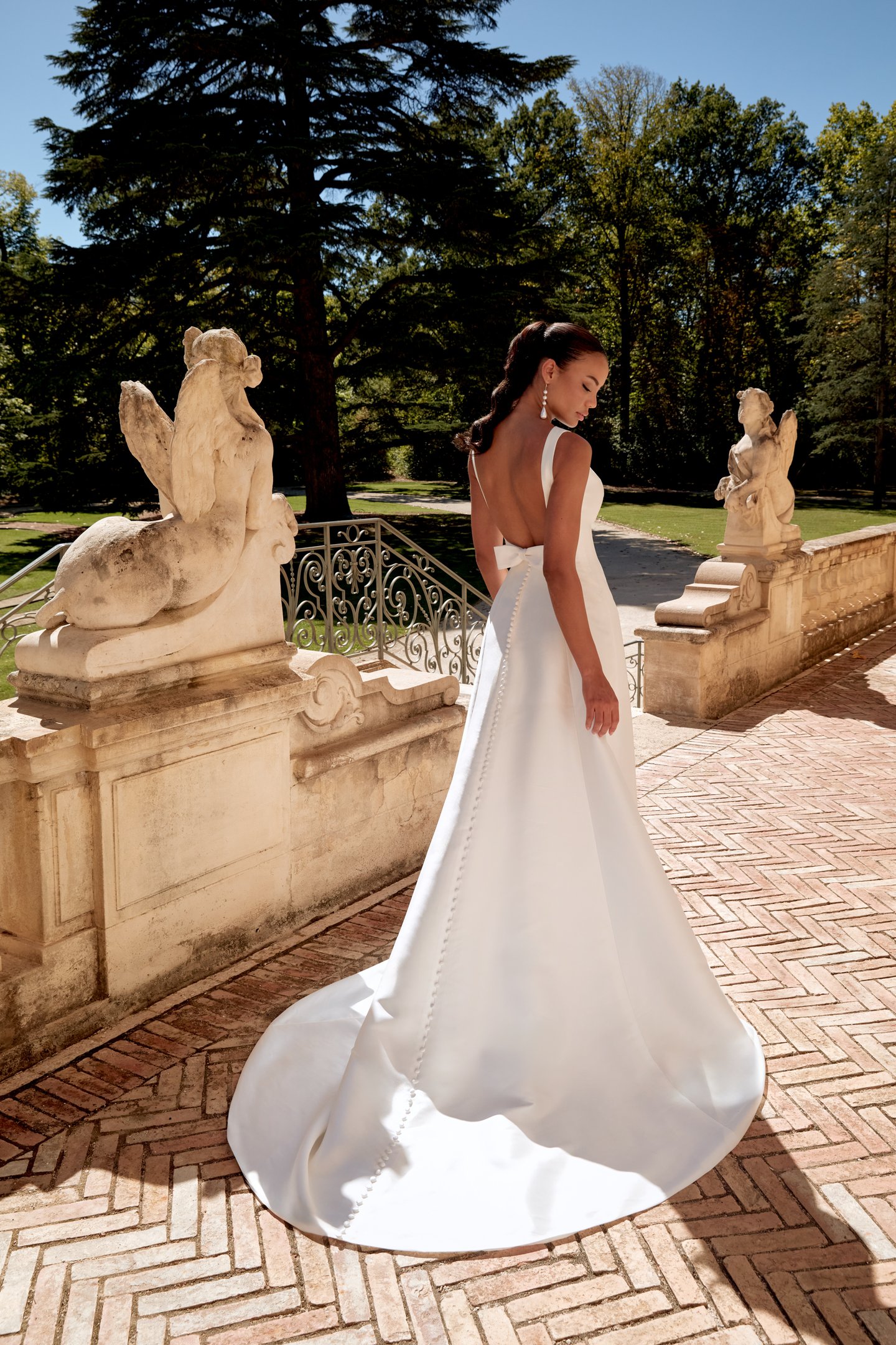 Sincerity Bridal Style 44576 A-Line Mikado Gown with Sabrina Neckline and Bow Back Detail