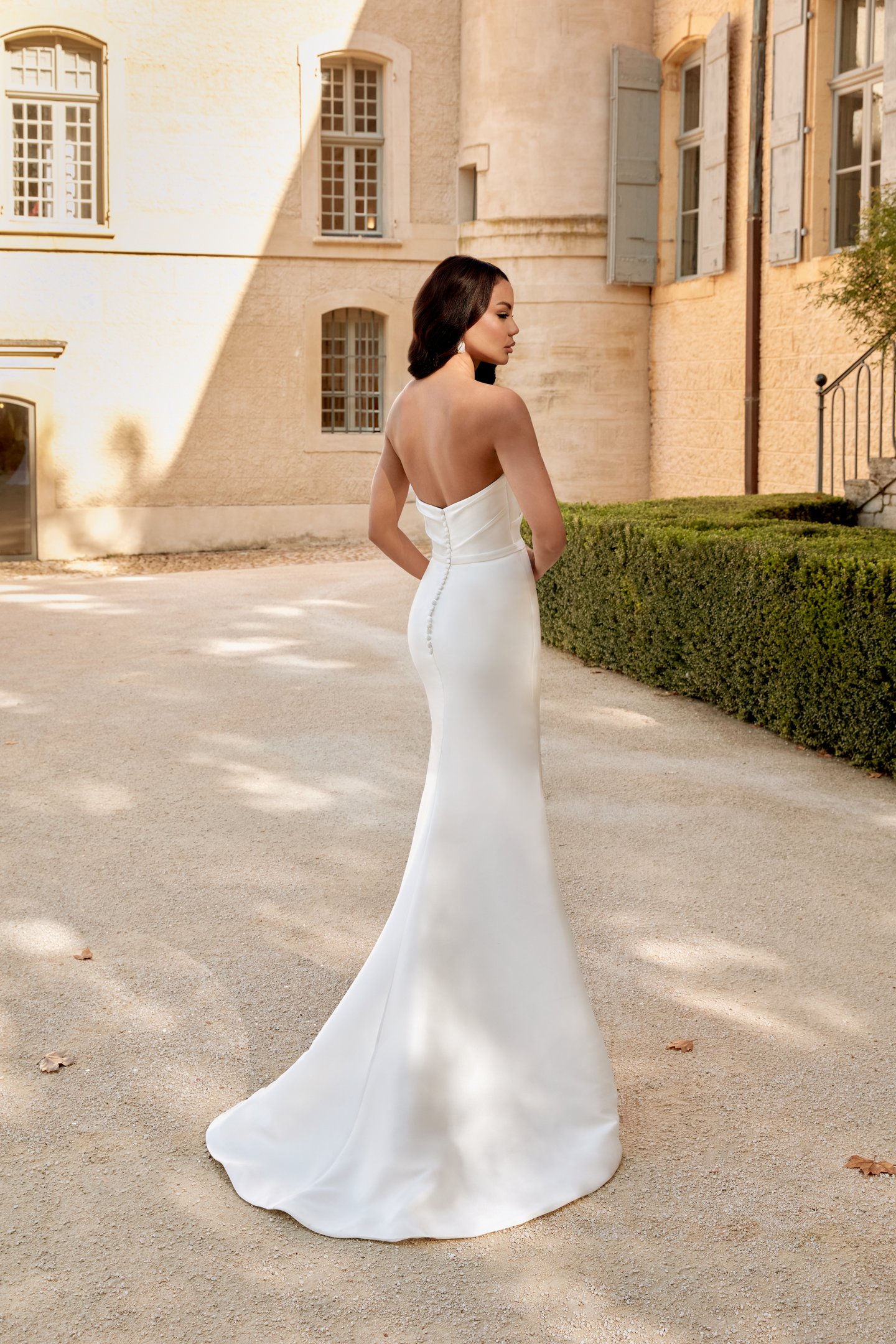 Sincerity Bridal Style 44578 Strapless Mikado Fit and Flare Gown with Draped Bodice
