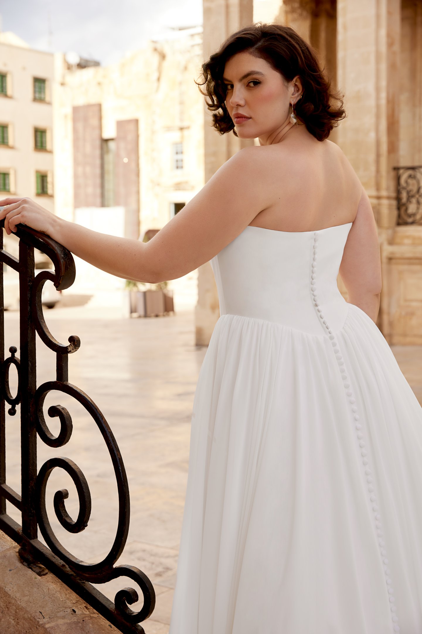 Sincerity Bridal Style 44580PS Chiffon Plus Size A-Line Gown with Strapless Stretch Crepe Bodice