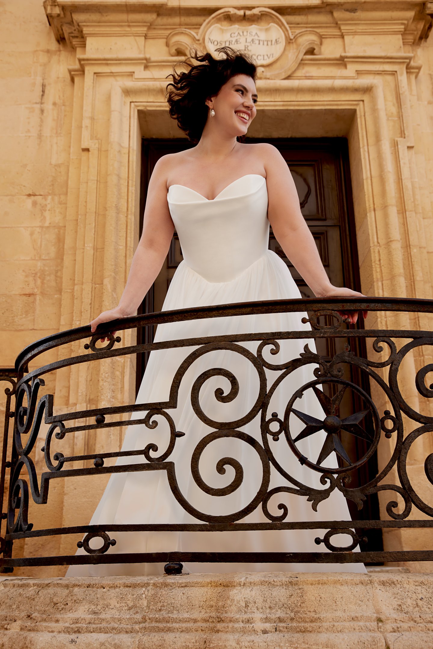 Sincerity Bridal Style 44580PS Chiffon Plus Size A-Line Gown with Strapless Stretch Crepe Bodice