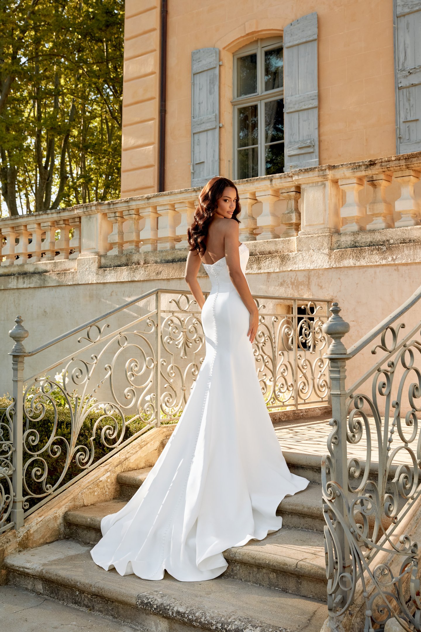 Sincerity Bridal Style 44582 Strapless Satin Fit & Flare with Princess Seaming and Tonal Beading