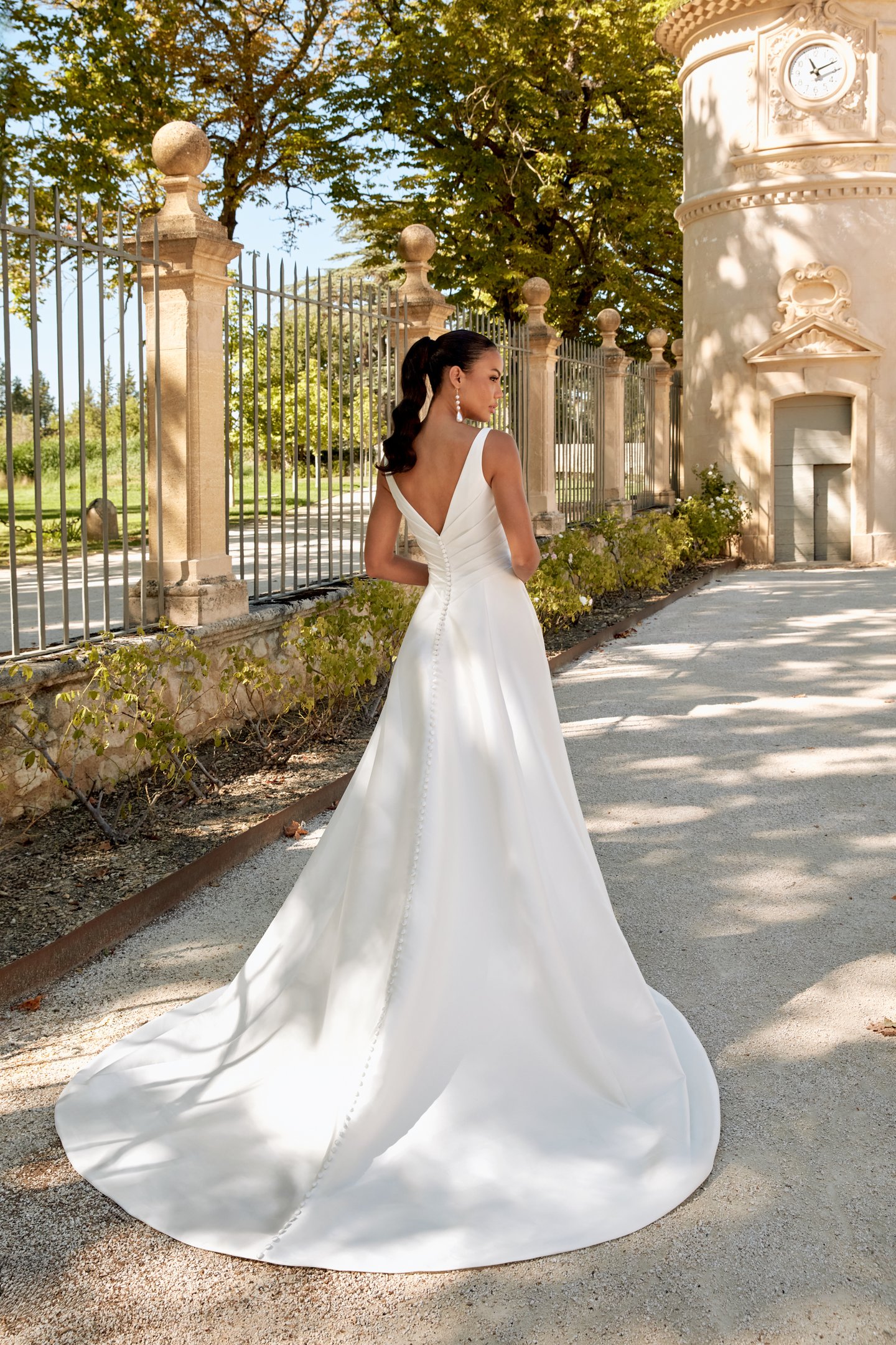 Sincerity Bridal Style 44585 V-Neck Mikado Ball Gown with Pleated Basque Waist