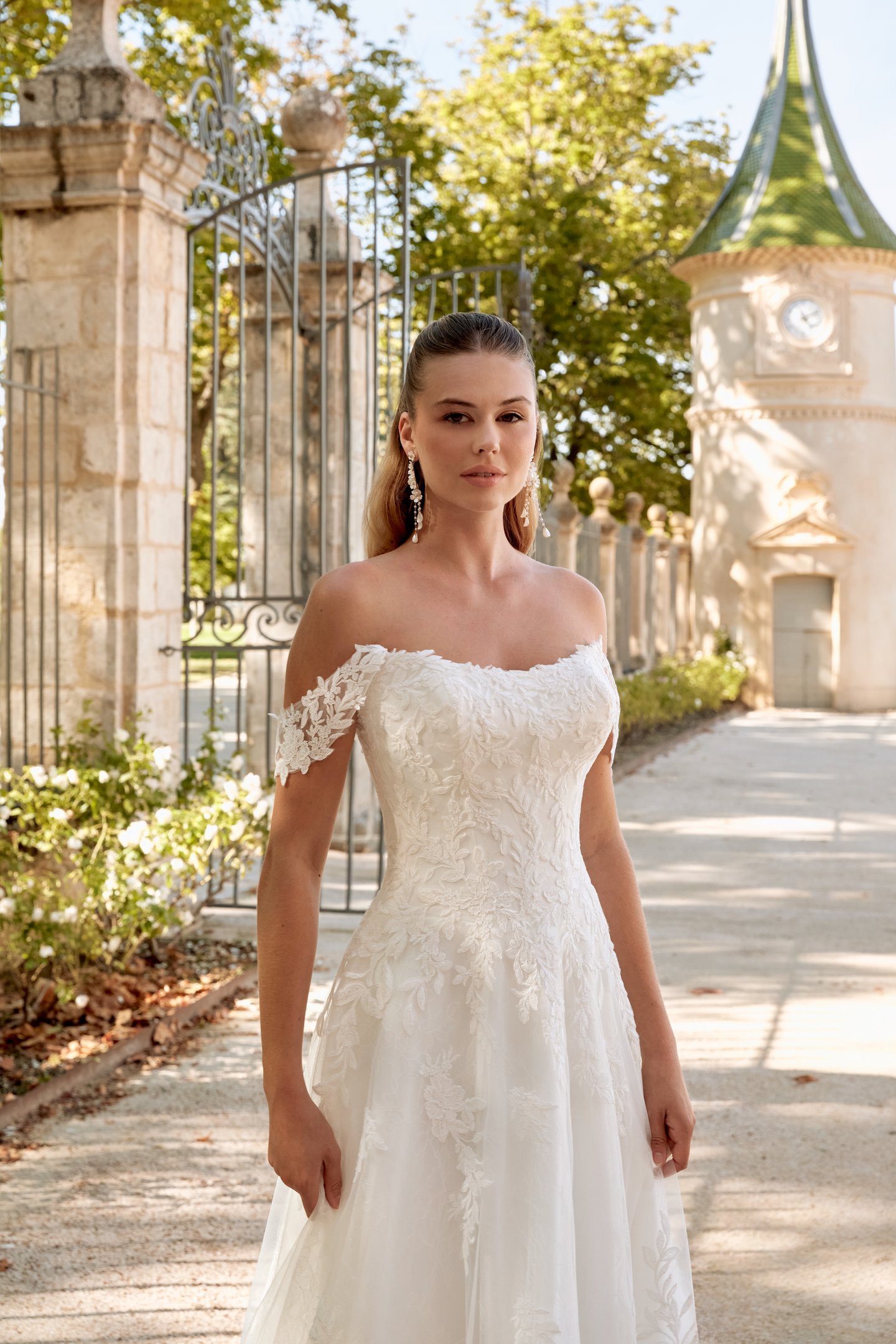 Sincerity Bridal Style 44587 Dropped Waist Strapless Tulle and Lace A-Line with Detachable Straps