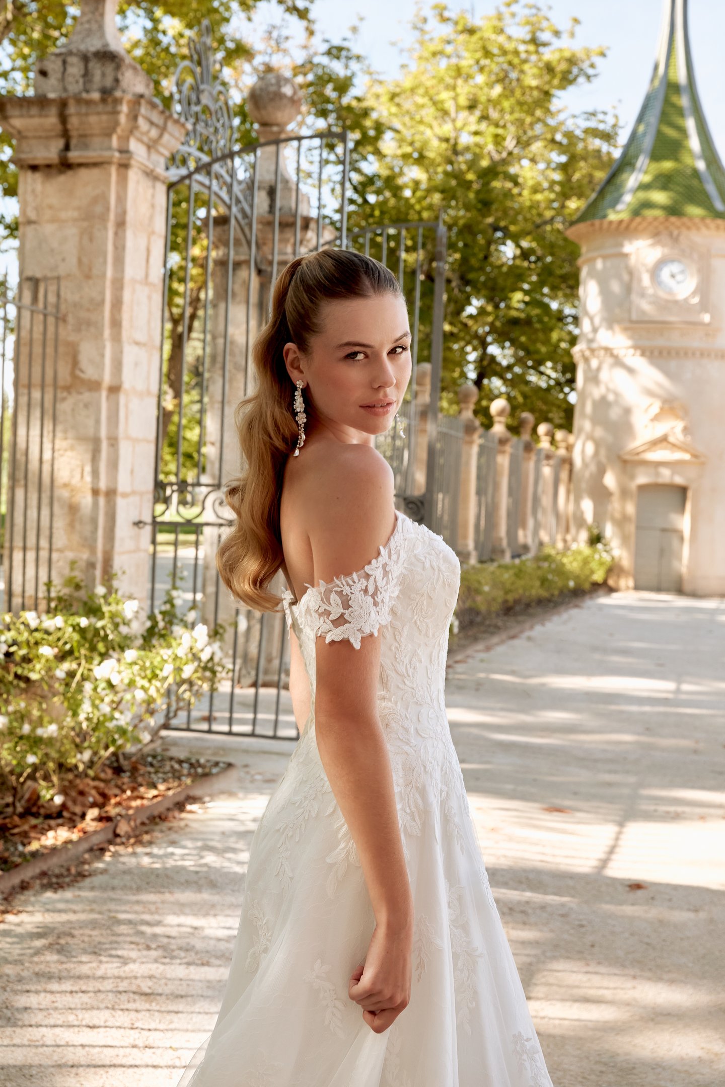 Sincerity Bridal Style 44587 Dropped Waist Strapless Tulle and Lace A-Line with Detachable Straps