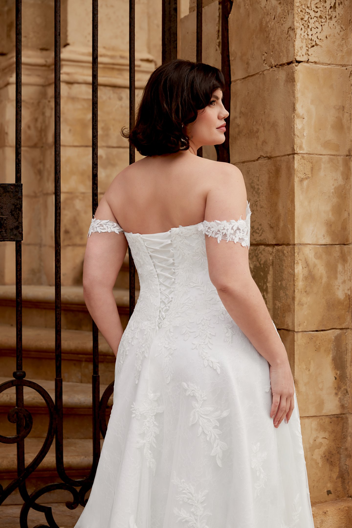 Sincerity Bridal Style 44587PS Dropped Waist Strapless Tulle and Lace A-Line Plus Size Gown with Detachable Straps