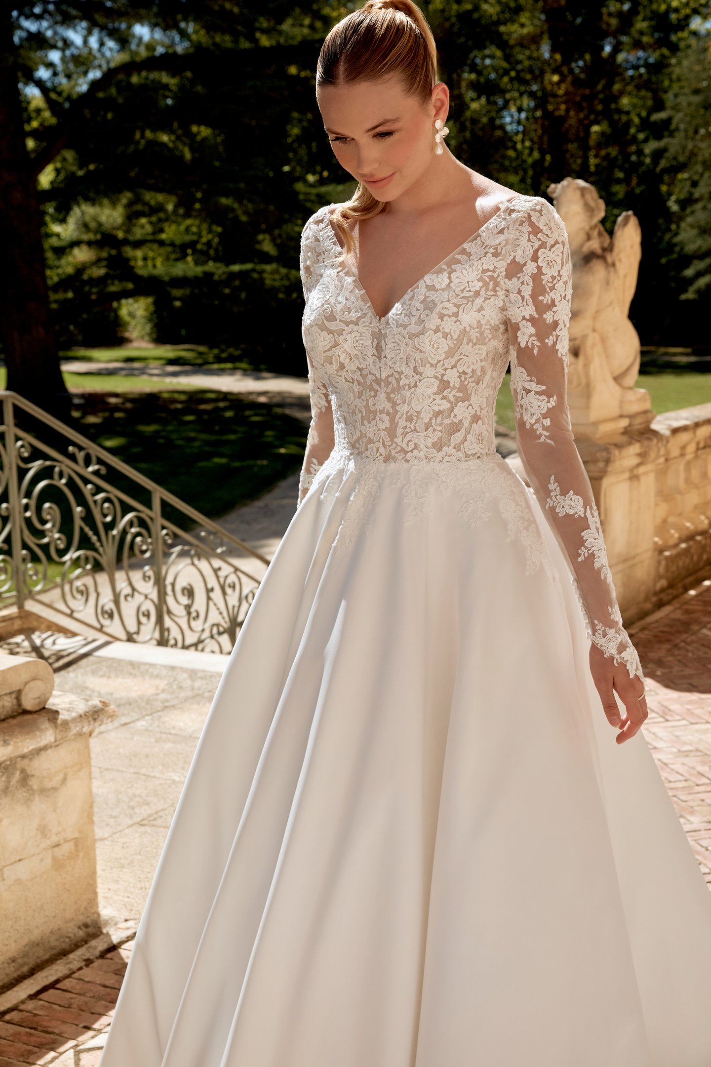 Sincerity Bridal Style 44589SL Detachable Tulle Illusion Sleeves with Matte Lace Appliqués
