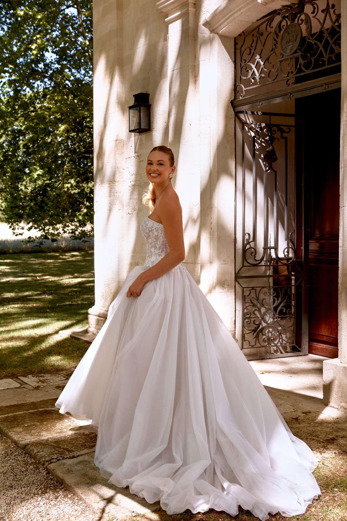 Sincerity Bridal Style 44591 Strapless Basque Waist Tulle Ball Gown with 3-D Beaded Lace