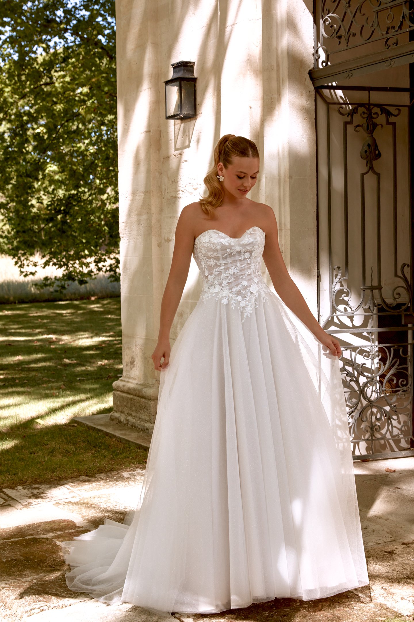 Sincerity Bridal Style 44591 Strapless Basque Waist Tulle Ball Gown with 3-D Beaded Lace