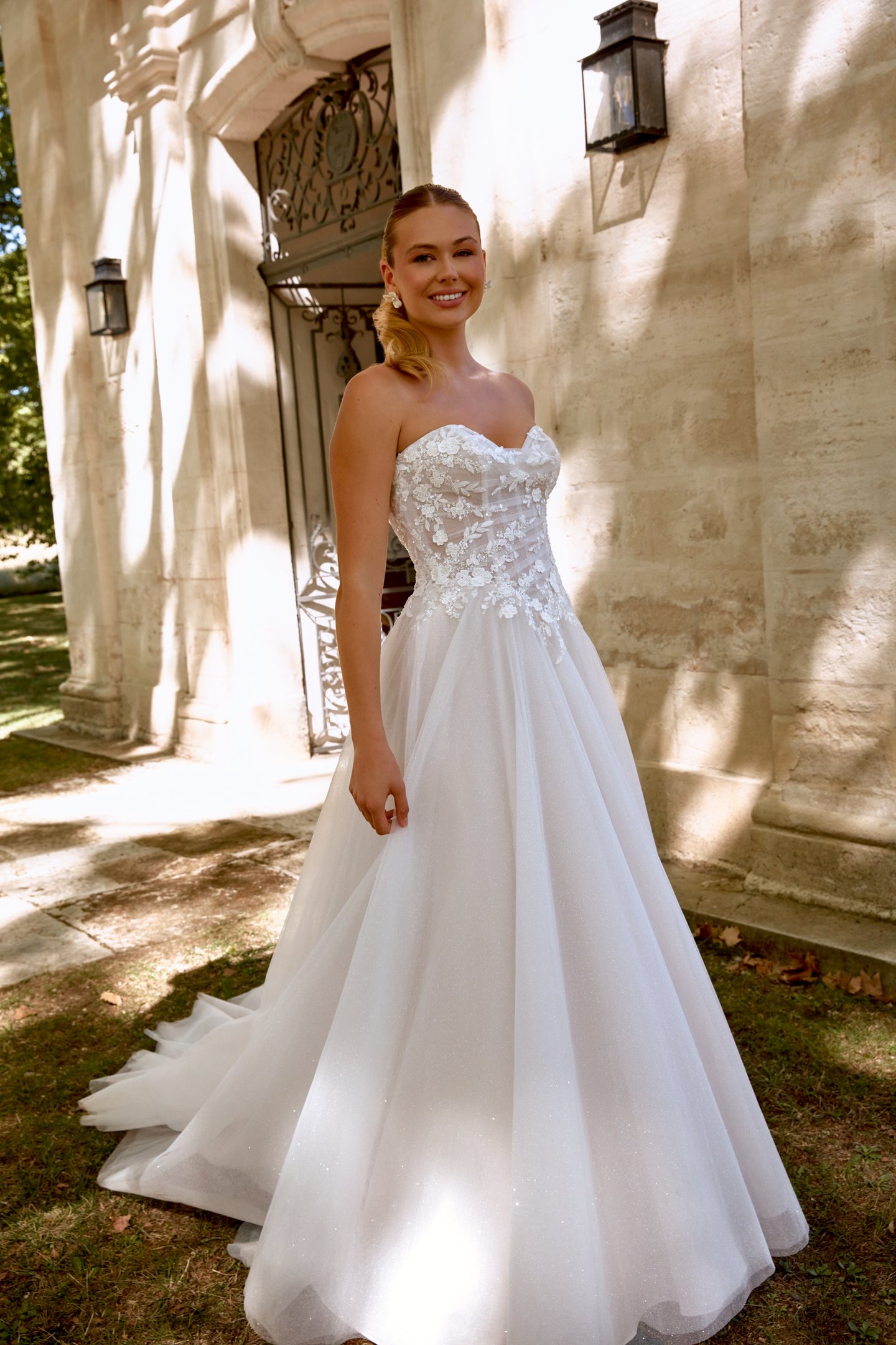 Sincerity Bridal Style 44591 Strapless Basque Waist Tulle Ball Gown with 3-D Beaded Lace