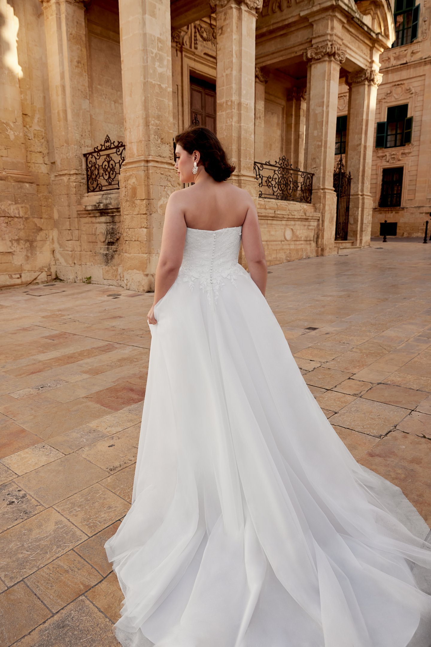 Sincerity Bridal Style 44591PS Plus Size Strapless Basque Waist Tulle Ball Gown with 3-D Beaded Lace