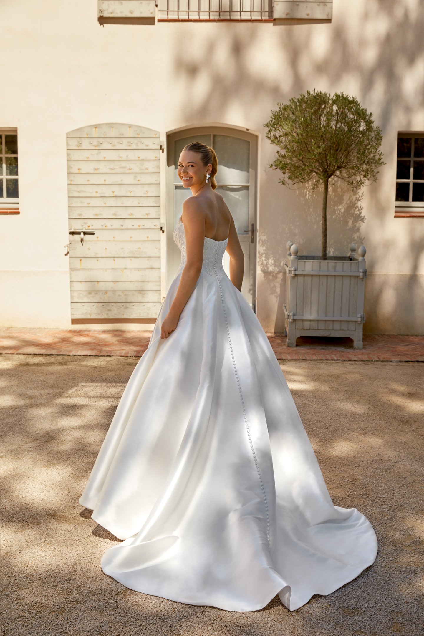 Sincerity Bridal Style 44596 Strapless Cateye Mikado Ball Gown with Beaded Bodice Appliqué